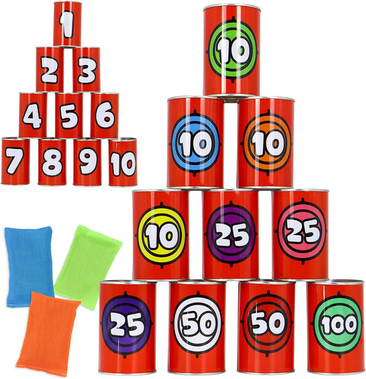 JOYIN 13 Pcs Carnival Party Bean Bag Toss Game, Sturdy Knockdown Can, Birthday Easter Party, Family, Best Outdoor and Indoor Games, Easter Egg Hunt for Classroom Gifts (Number Style)