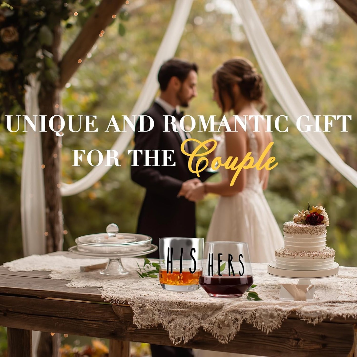 His and Hers Drinking Glasses Set Of 2, Wedding Gifts for Couples, Bridal Shower Gifts, Mr and Mrs Gift, Anniversary, Engagement Couple Drinking Glass for Him Her