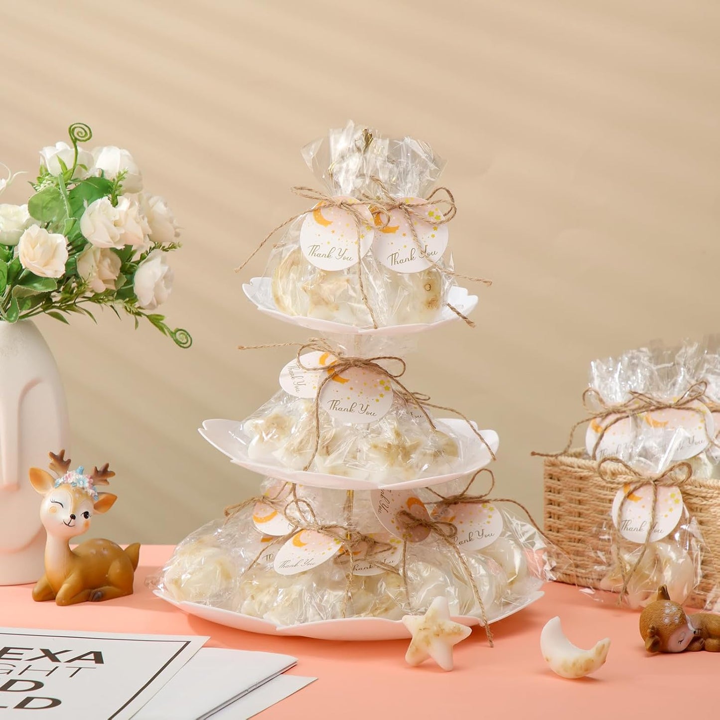 Demissle 20 Pcs Baby Shower Favors Soaps Moon and Star Shaped Bath Soaps with White Thank You Cards Showing Love Gifts for Guest Return Prizes Gender Reveal Birthday Party Decor