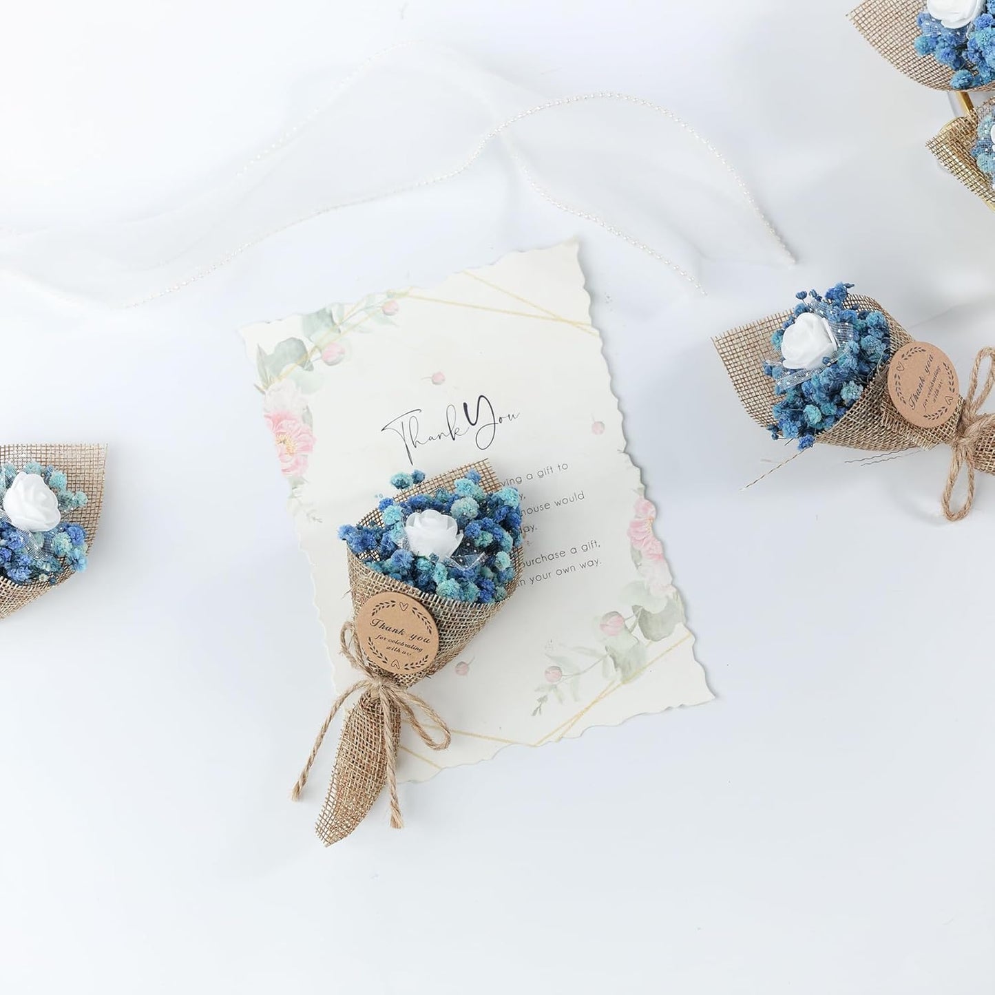 20-Piece set Mini Magnet Dried Flowers Bouquet for Wedding Favors for Guests, Baby Shower Party Favors, Bridal Shower Gifts, Baptism, Thank You Favor. (navy blue)