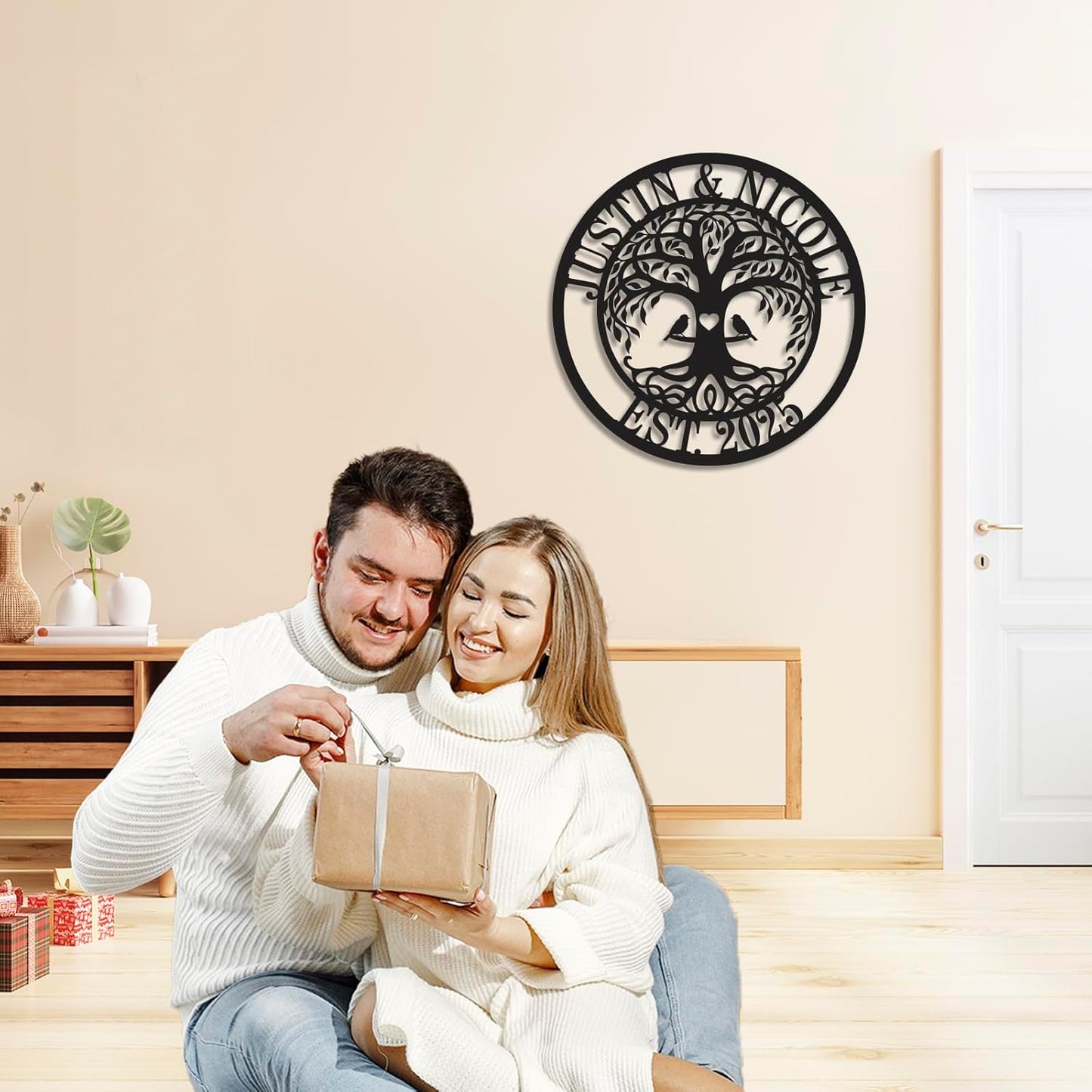 Wedding Gifts for Couples 2025 Last Name Signs for Home Personalized Metal Signs Monogram Wall Decor Anniversary Wedding Gift