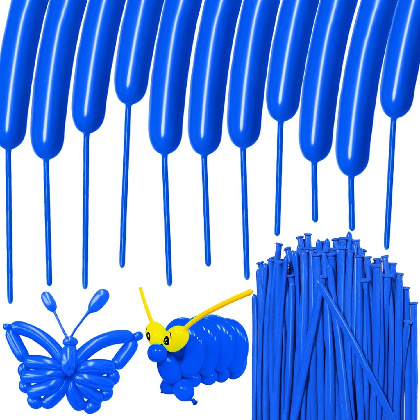 100Pcs Blue 260 Balloons, Long Balloon for Tying Balloon Arch, Long Skinny Ballons for Twisting Ballons Animal Balloons Birthday Party Wedding Festival Decorations