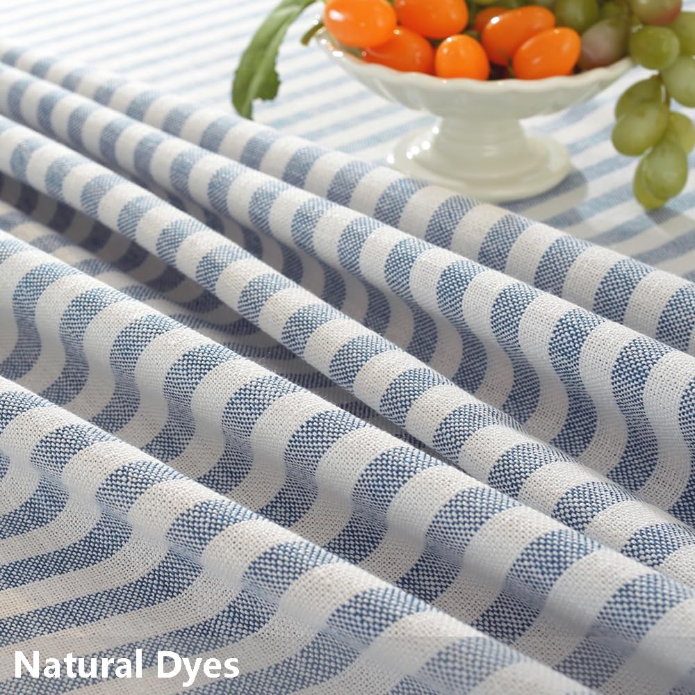 TruDelve 70 Inch Round Tablecloth Blue and White Striped Cloth Tablecloths Circle Fabric Outdoor Tablecloths for Round Tables (Blue,70",Round)
