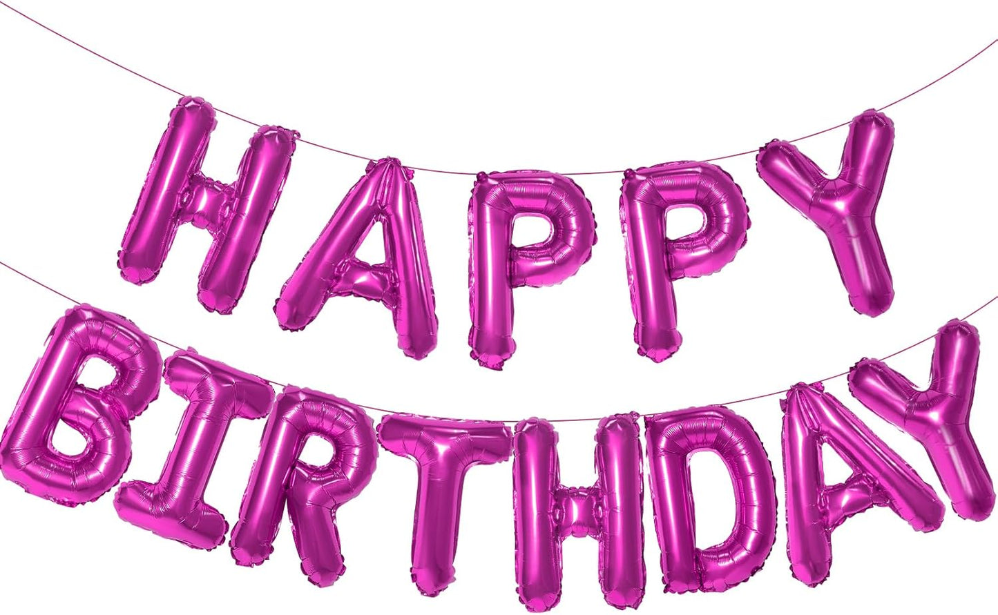 Hot Pink Happy Birthday Balloon Banner, 16 Inch Foil Mylar Happy Birthday Balloons Letters, Reusable Happy Birthday Sign, Hot Pink Birthday Decorations for Women and Girls
