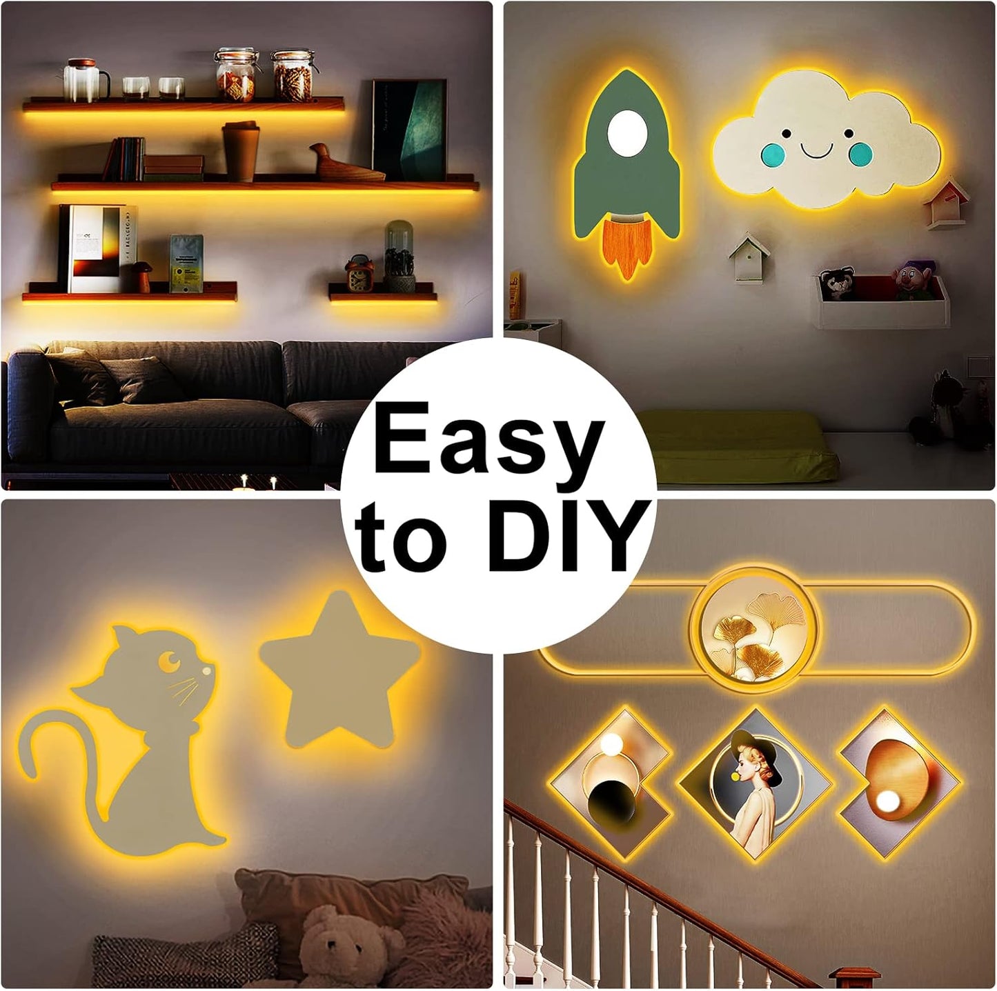 32.8ft Orange Color COB Strip Lights with RF Remote, 2000K Dimmable Ultra Bright Yellow COB Light Strip, Indoor Adhesive Led Lights for Cabinet, Living Room, 2 Rolls of 16.4ft