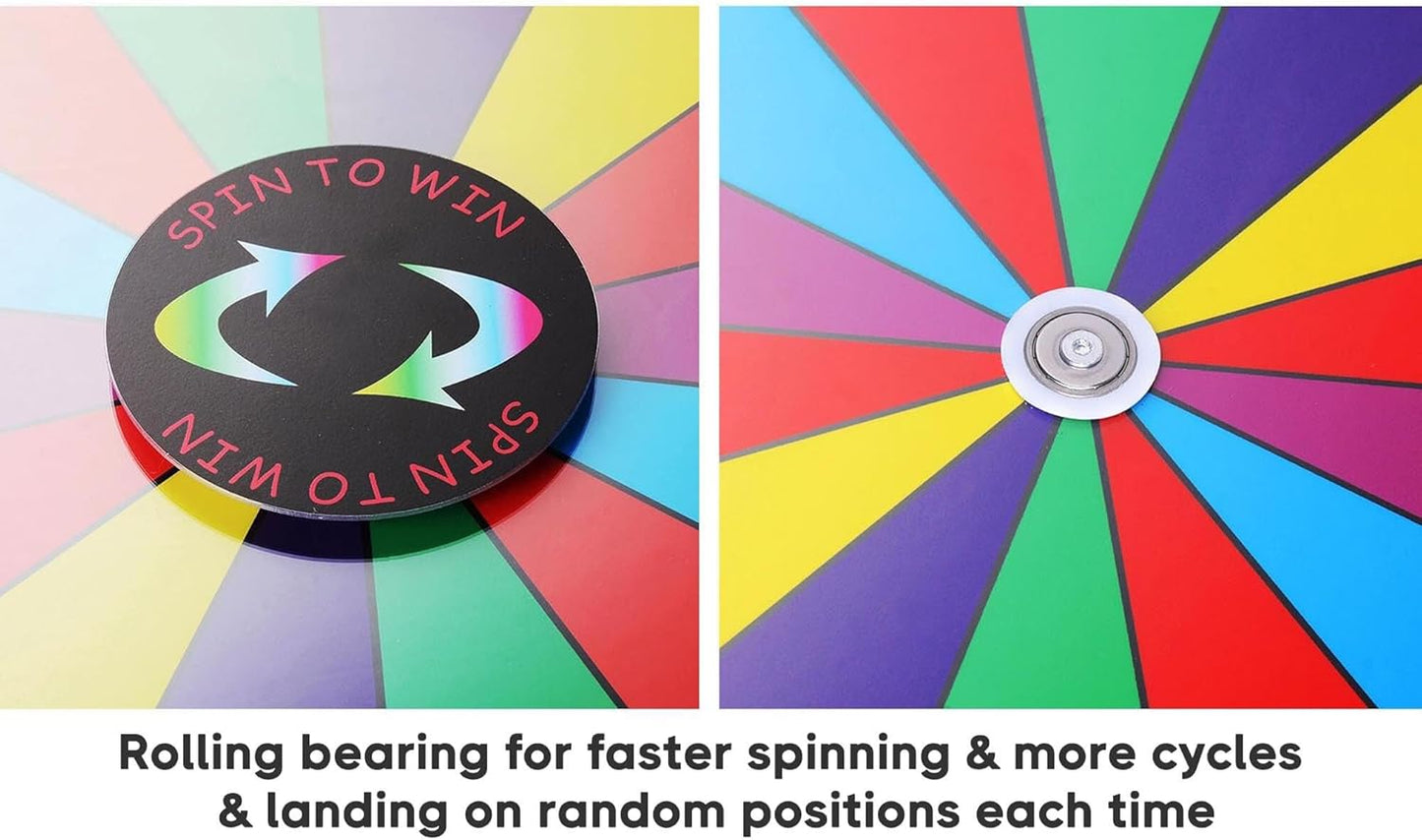 WinSpin 24" Heavy Duty Spinning Prize Wheel Large 14 Slots Tabletop Color Roulette Wheel with Dry Erase Marker & Eraser for Trade Show Fortune Spinning Game, Classic Series