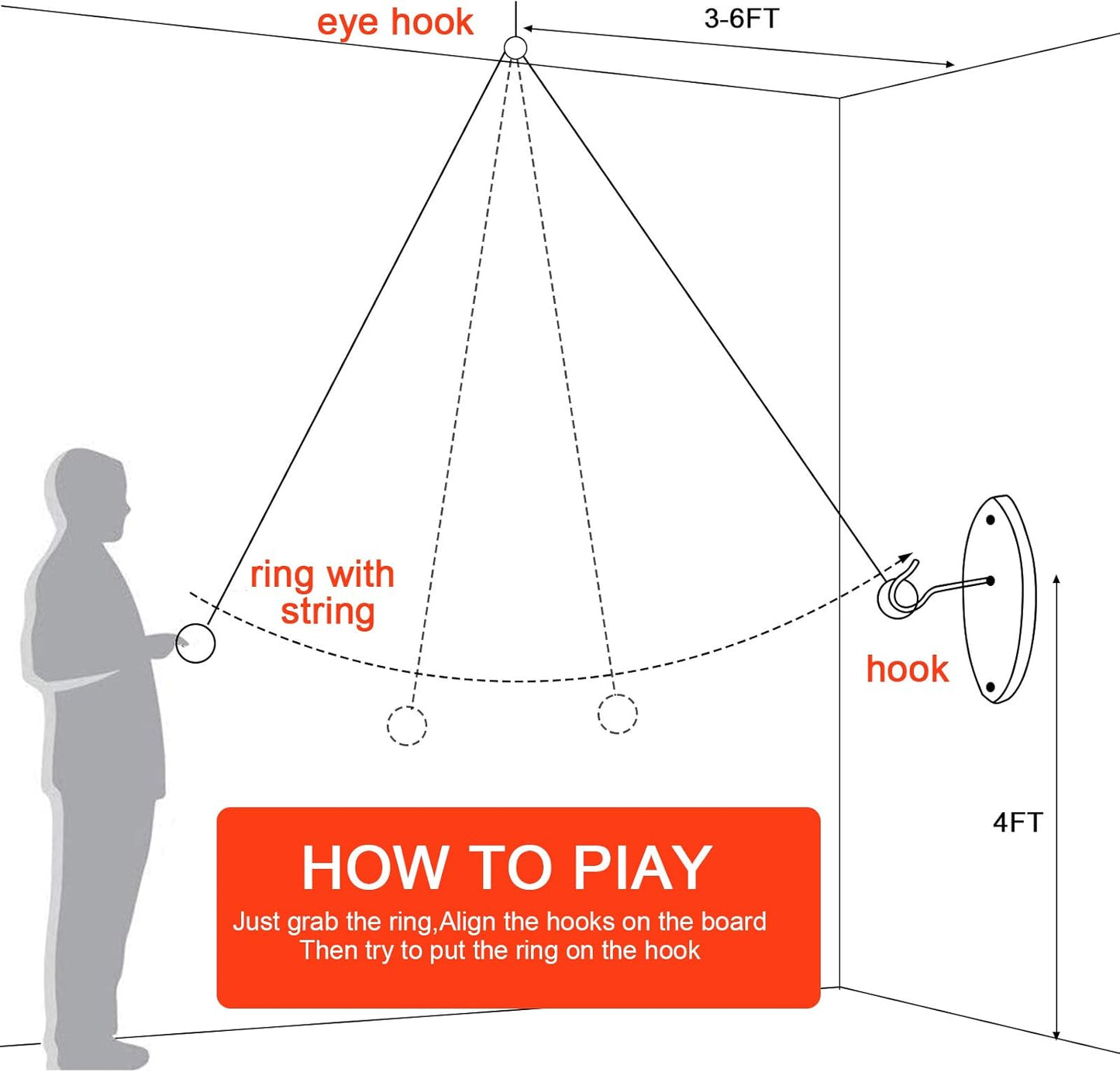 Hook and Ring Toss Game for Adults,Ring Toss Tailgating Game Set,Washer Game,Yard Games for Indoor/Outdoor Family Fun Party Game…