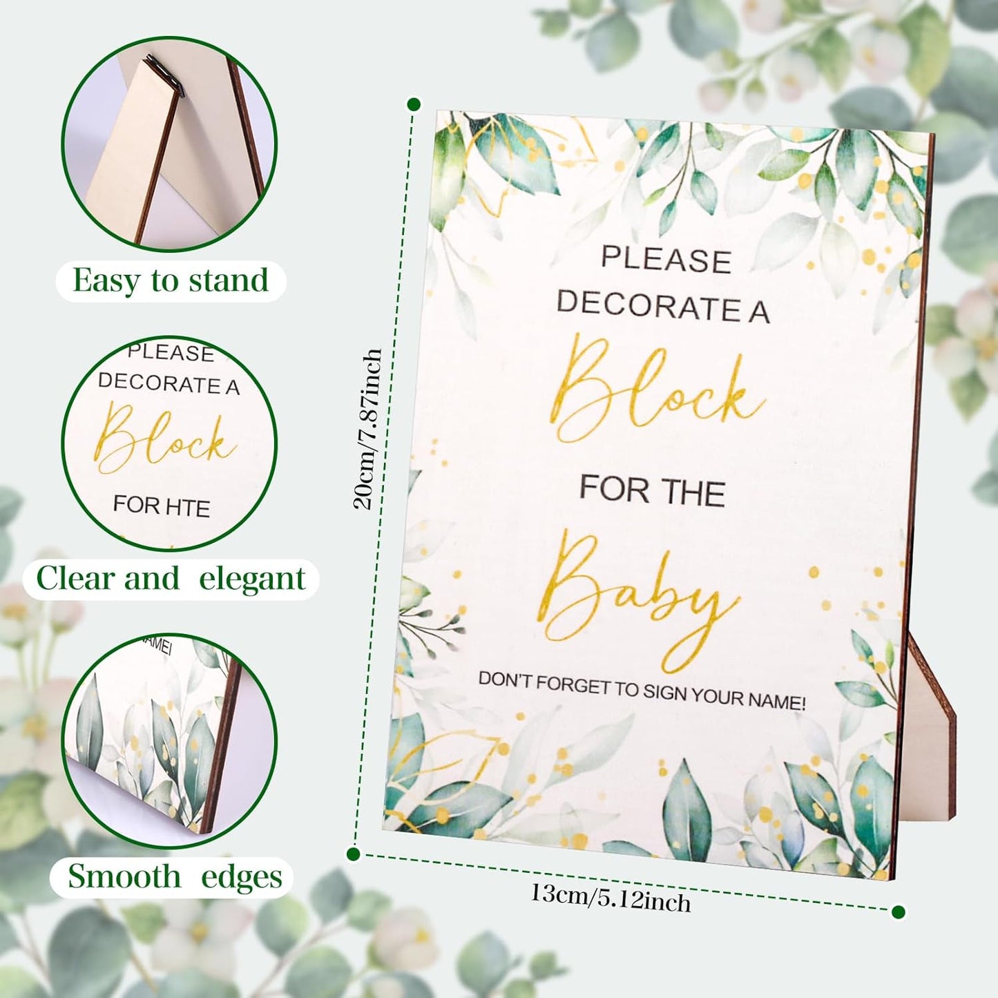 Draupnir 92 Pcs Fun Baby Shower Games Sign Kit Babies Coloring Blocks for Baby Shower, Wooden DIY Blank Blocks Freehand Painting with 36 Paint Markers