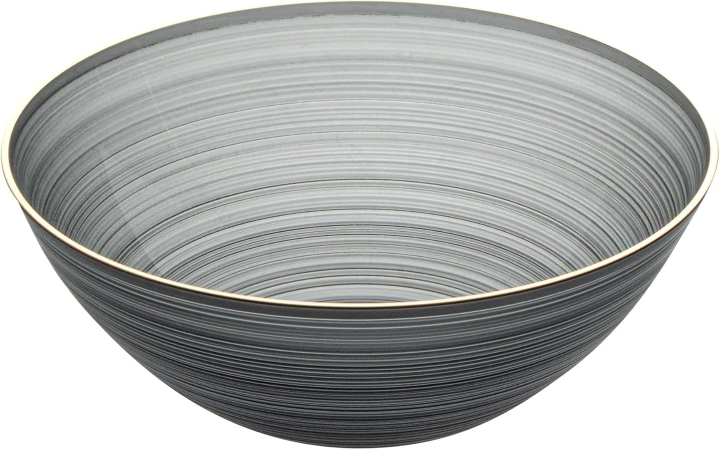 Restaurantware Plastic Bowls 20 Pcs 16 oz Gold Rimmed Disposable Soup Bowls Heavy-Duty Black Translucent Rippled Dinnerware Containers for Party, Desserts, Salads, Snacks, and Catering