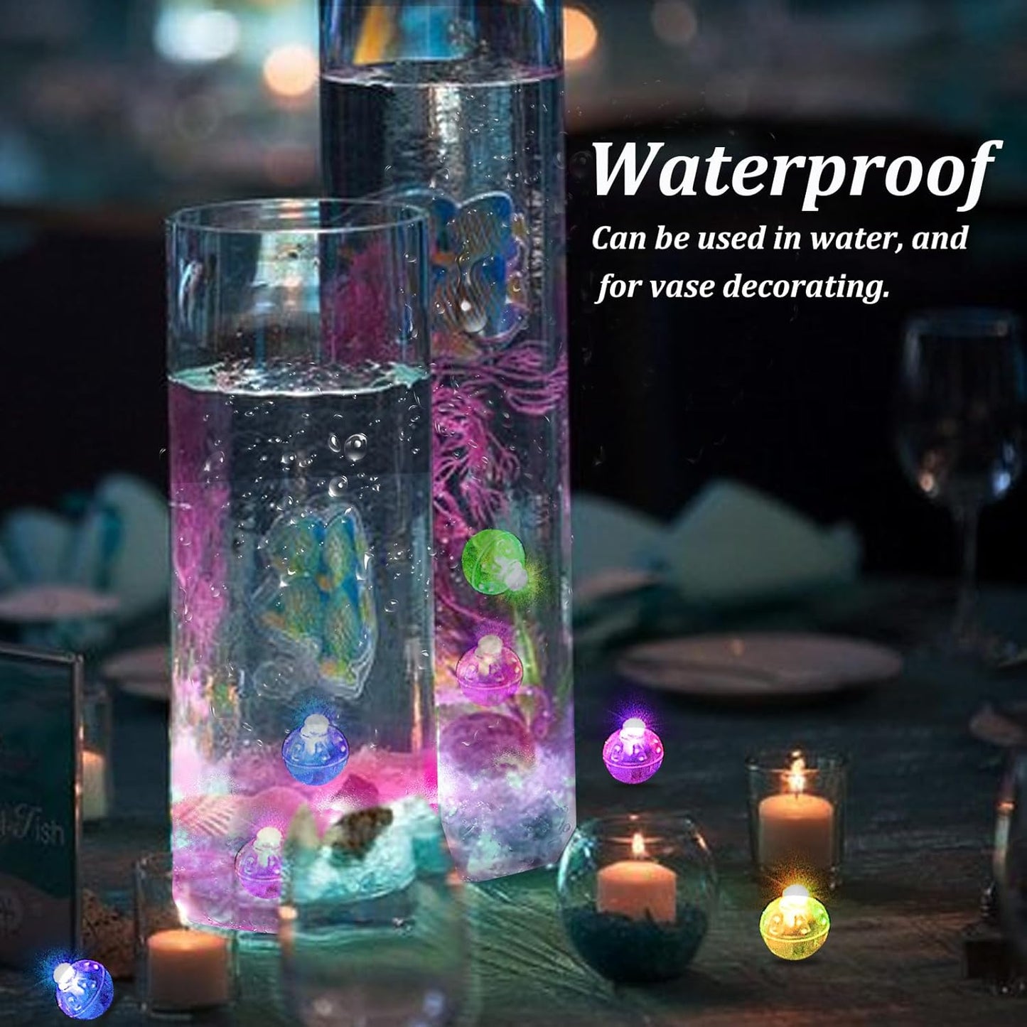 AIKEI 50pcs LED Balloon Lights,Mini Balls Lights,Long Standby Time Waterproof Led Light for Paper Lantern Easter Halloween Christmas Wedding Birthday Party Decoration Colorful