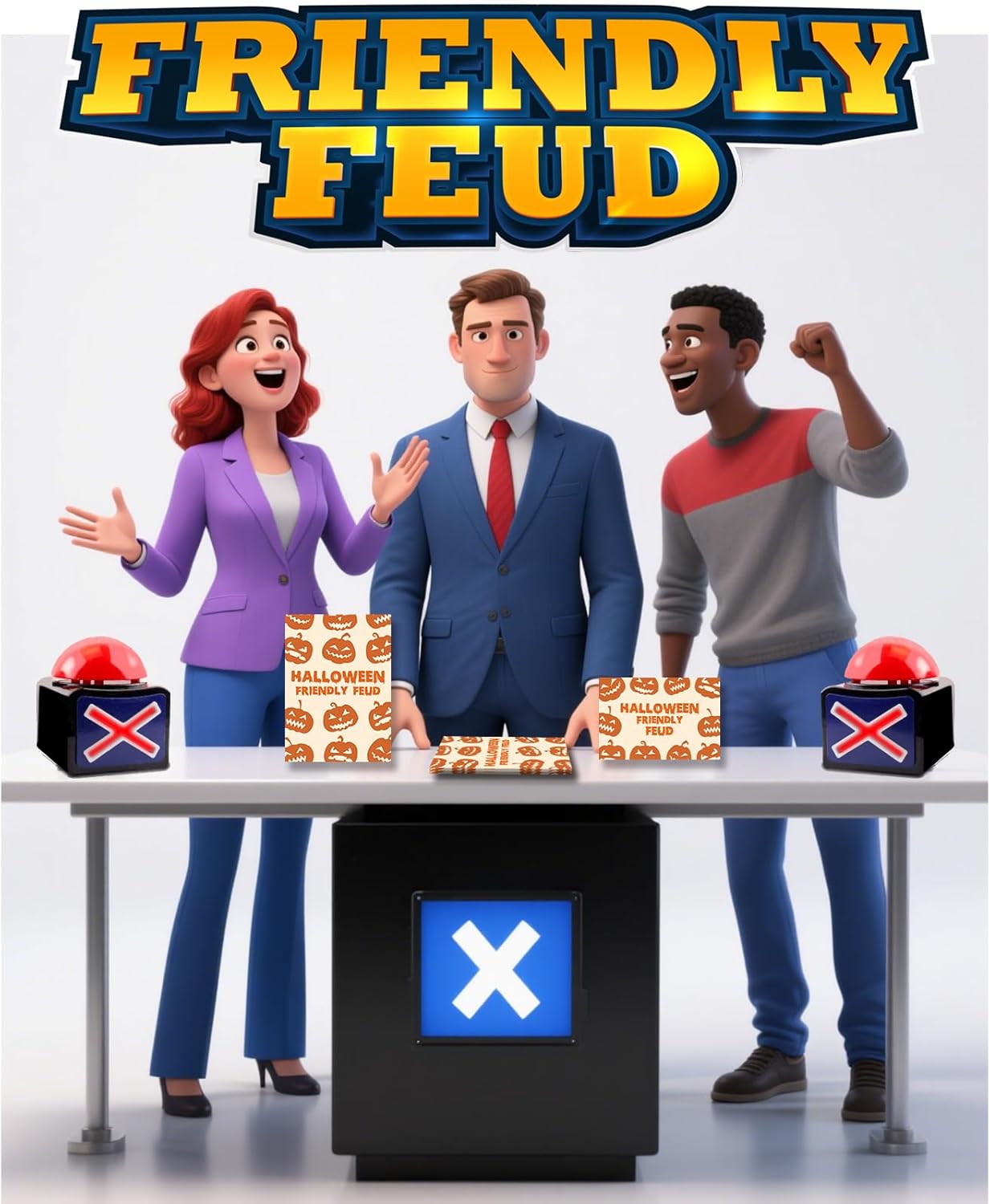 Halloween Friendly Feud Game with Two Buzzers, Halloween Party Supplies, Holiday Group Game - SC002-B