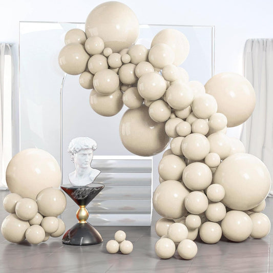 PartyWoo White Sand Balloons 140pcs Different Sizes of 18 12 10 5 Inch Off White Beige Cream Ivory Boho Neutral Balloon Arch Kit Garland for Wedding Baby Shower Birthday Party Decorations White-F12