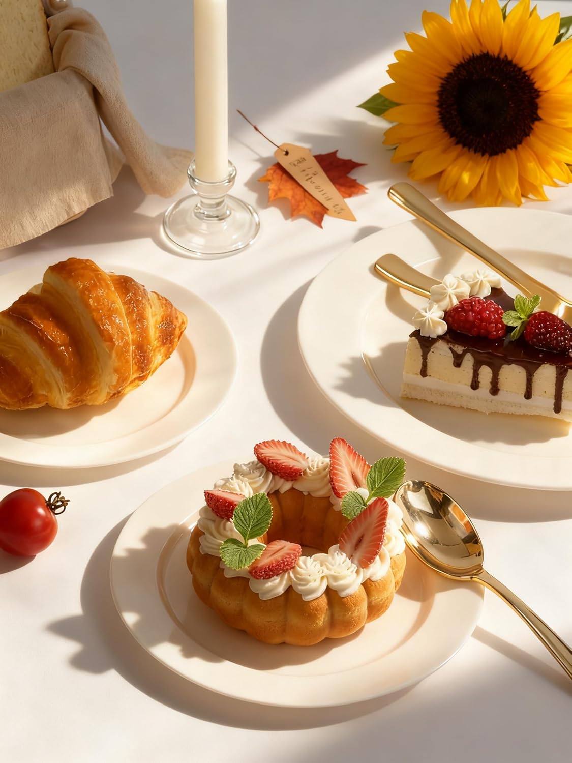 WDF 200PCS Ivory Plastic Plates - Elegant Ivory Disposable Plates for Party- Include 100 Dinner Plate 10’’ and 100 Plastic Dessert Plate 7’’ Perfect for Thanksgiving/Wedding/Party/BirthdayBaby Shower