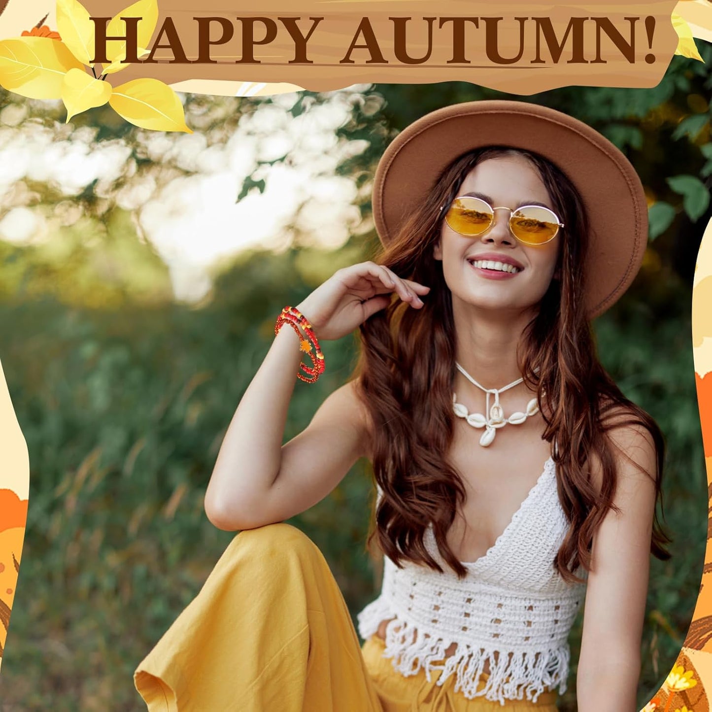 64 Pcs Thanksgiving Beaded Bracelets Fall Maple Leaf Beads Stretch Bracelet Thanksgiving Charm Bracelets Festive Jewelry Gifts for Women Men Accessories Party Favor Supplies