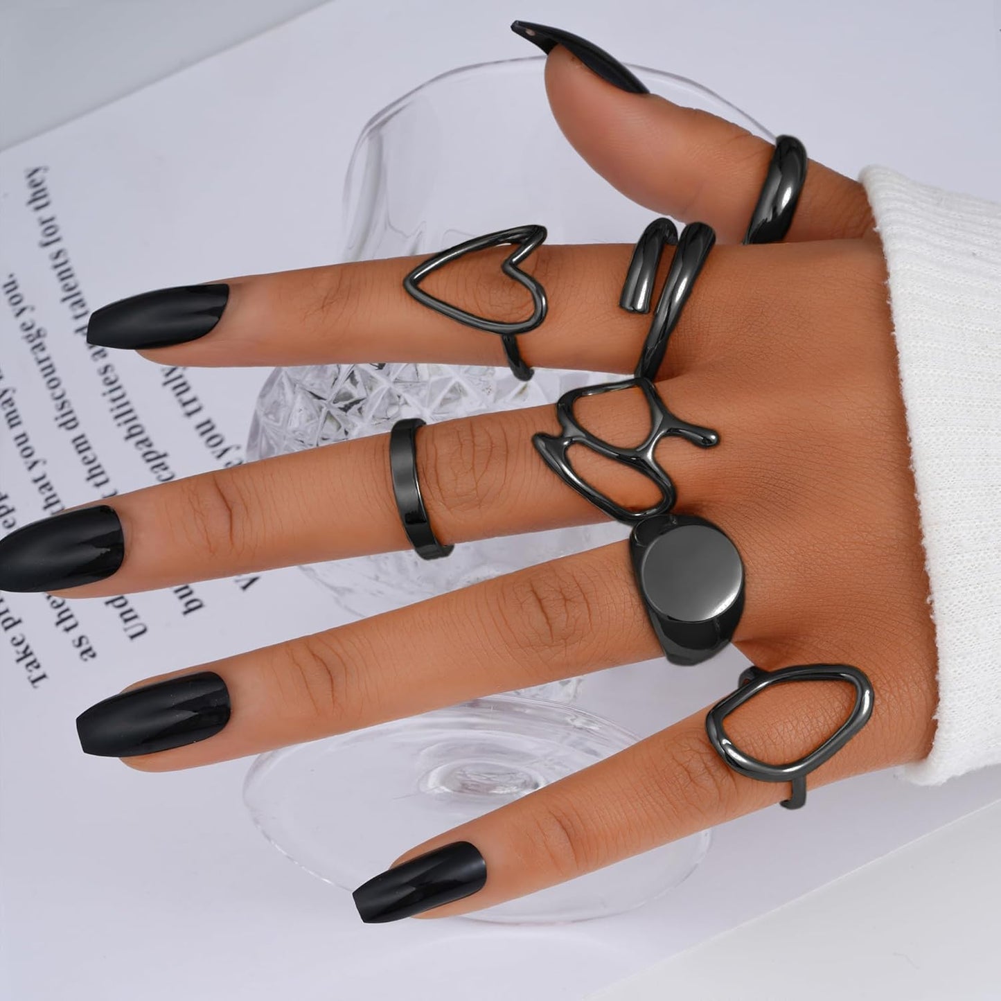 FAXHION 12PCS Gold Stackable Rings Set for Women, 18K Gold Plated Open Stacking Knuckle Ring, Adjustable Chunky Signet Band Statement Ring for Gift