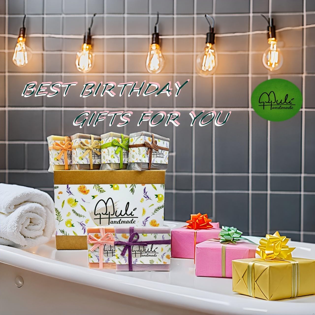 Natural Handemade Bar Soap for Men and Women with Essential oils, Scented Bar Soaps for Bath, Fragrance Gift Set (Pack of 6) Comfrey, Rose Marseille, Calendula, Dead Sea Mud, Artemisia Argyi, Lavender