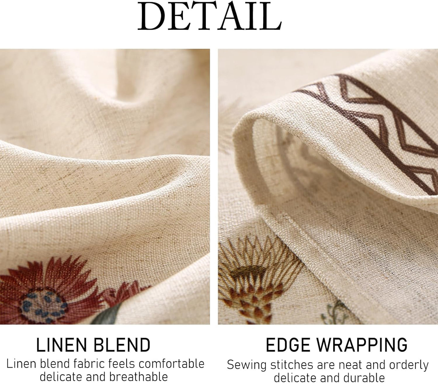 ISAENNE Designer Off White Linen Extra Long Rectangle Tablecloth,Floral Elegant Table Cloth,Stain Resistant Vintage Decor Tablecloths for Dining Thanksgiving Kitchen Party,67"*118"-Serenity G