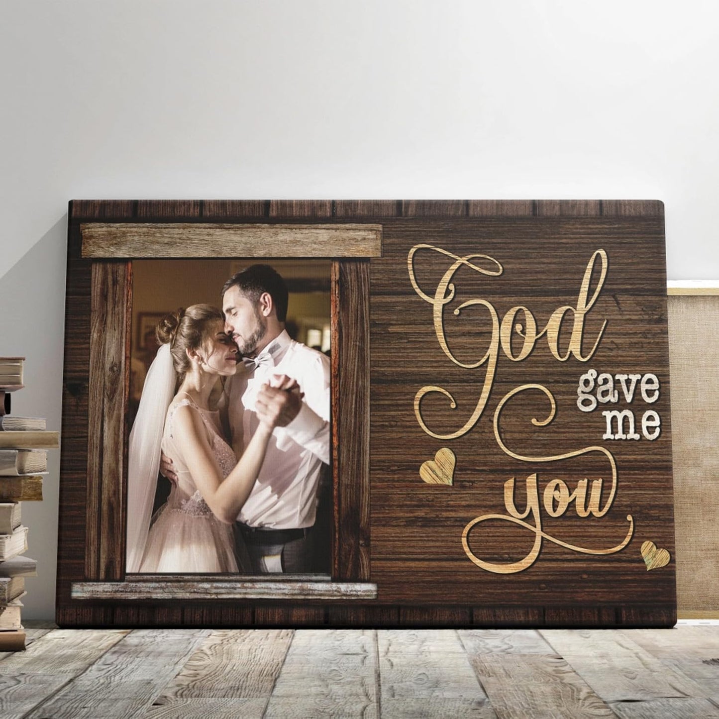 Dem Canvas Personalized Canvas Prints, Custom Photo And Name, God Gave Me You, Wedding Gifts For Couple Anniversary Wedding Engagement Gift For Couples Canvas (18x12)