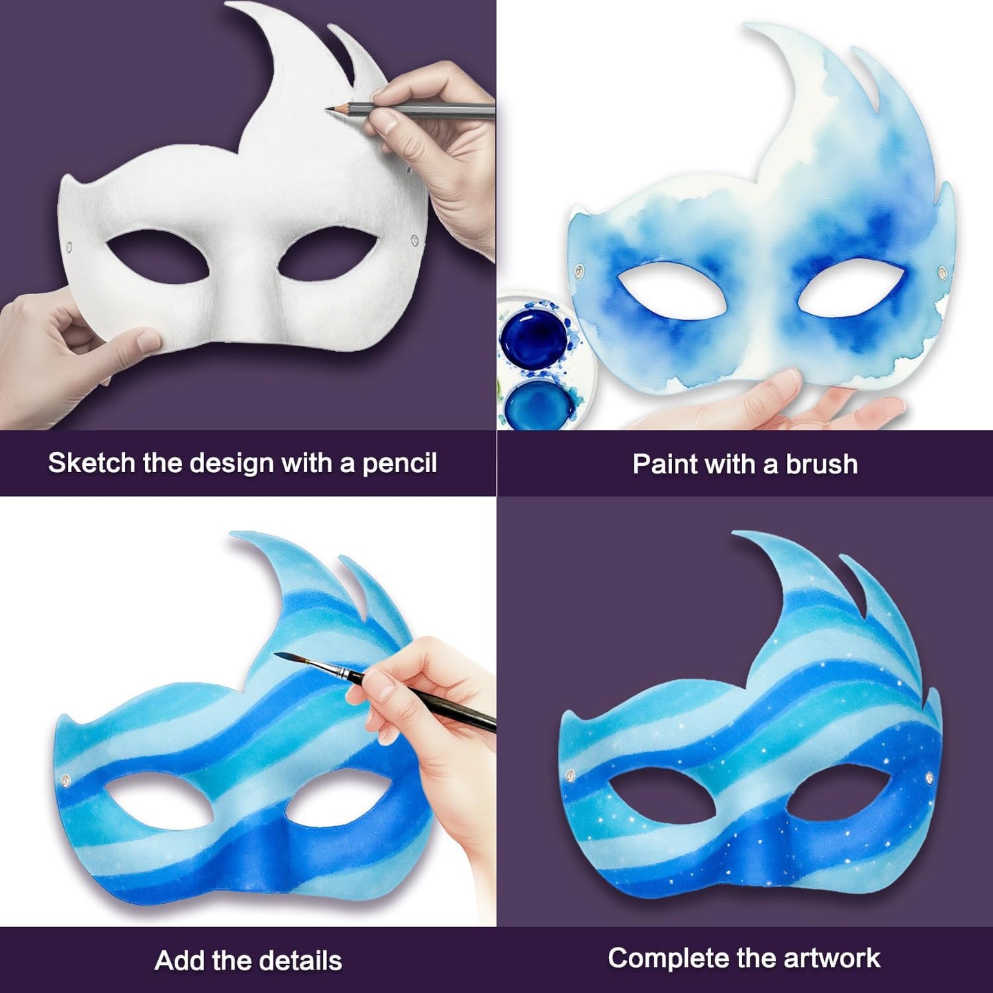 15 PCS DIY White Masquerade Masks DIY Paper Blank Half Face Mask Craft Art Plain Paintable Mardi Gras Masks Halloween Party Mask