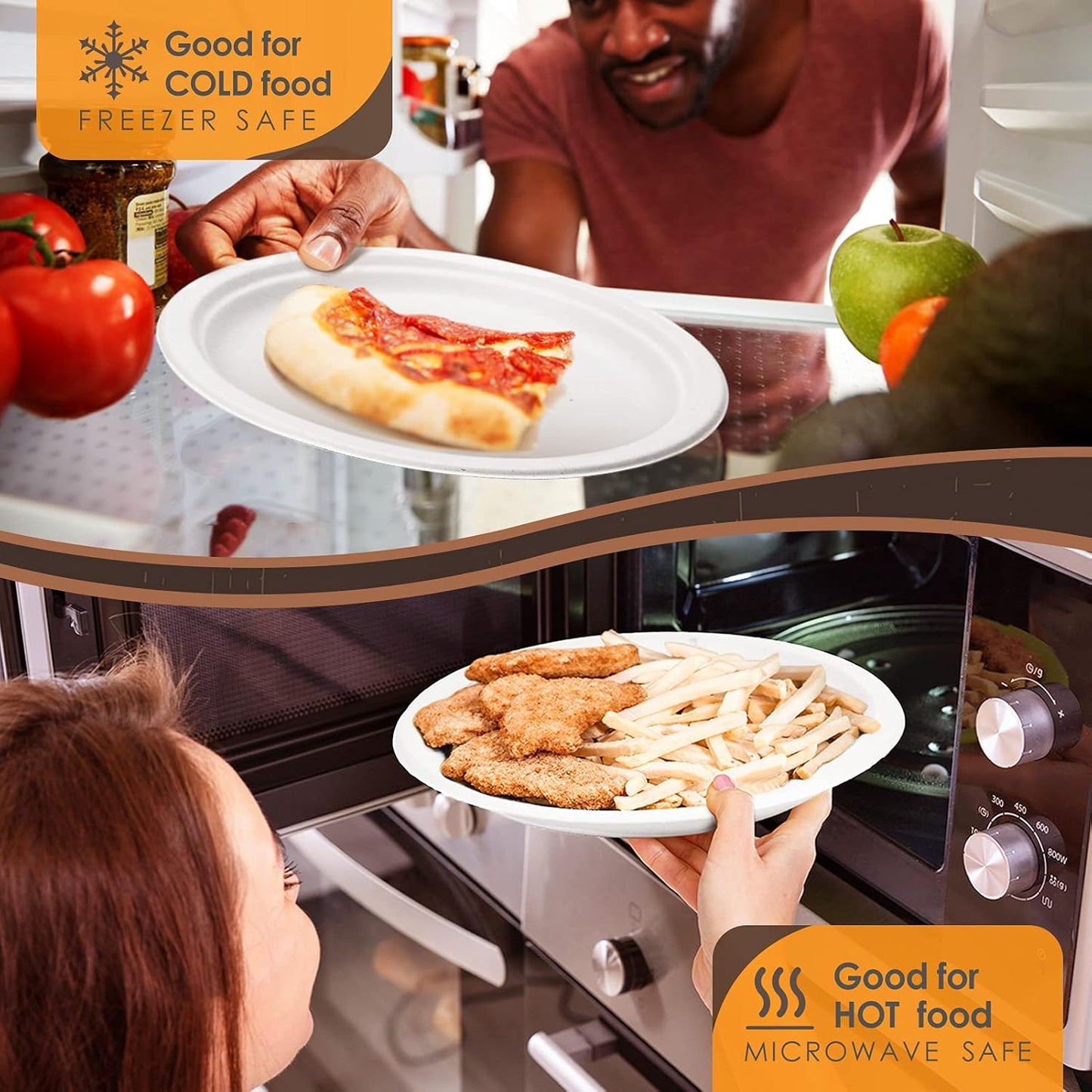 Compostable Paper Plates 350pcs Disposable Plates for Wedding Party Eco-friendly Sugarcane Plates Biodegradable Cutlery Forks Knives Spoons Cups and Straws for 50 People