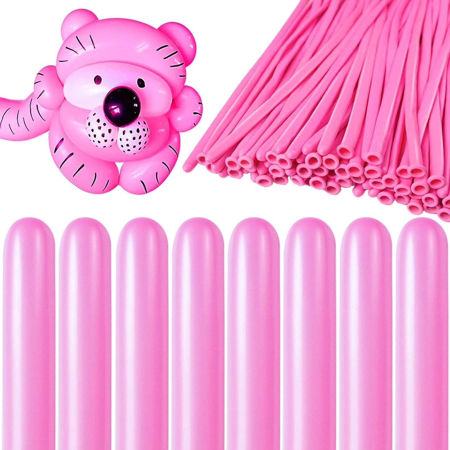 KAWKALSH 260 Pink Long Balloons for Balloon Garland Thickening Skinny Latex Twisting Animals Modeling Christmas Birthday Wedding Party Festival Decorations 100pcs