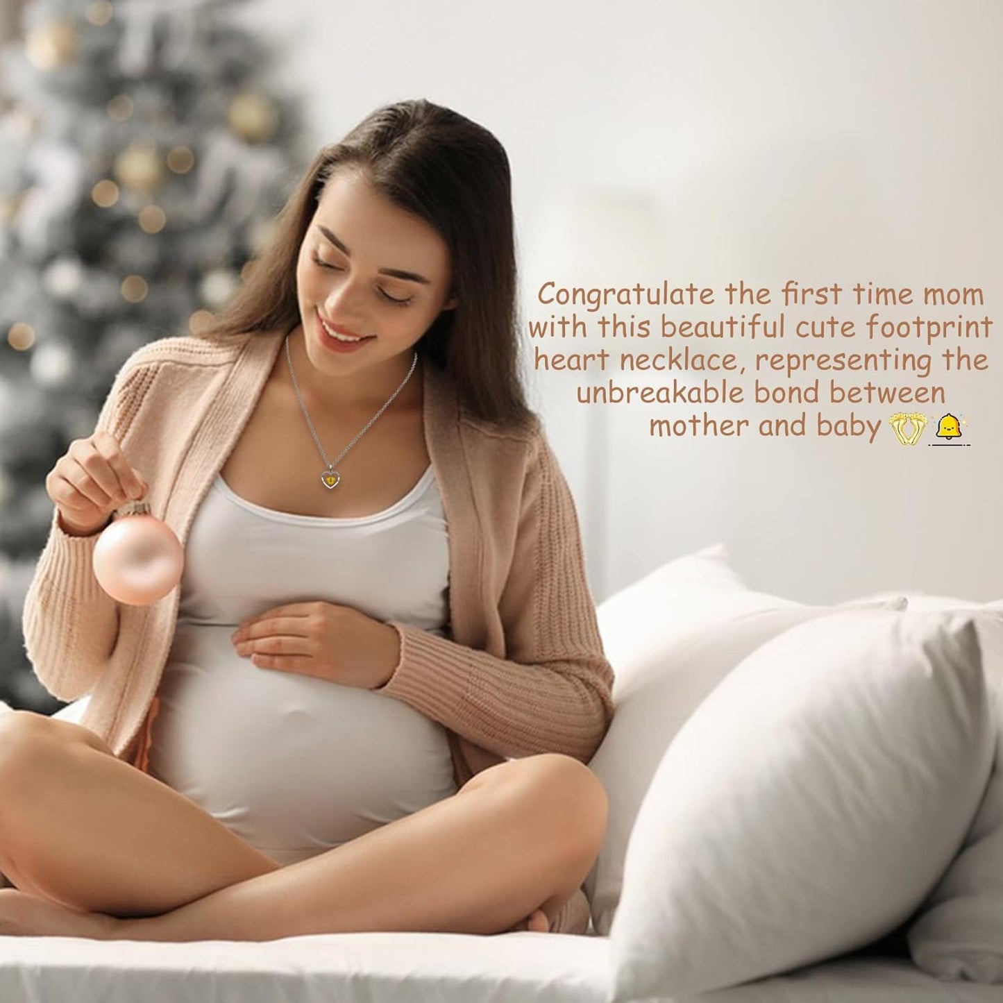 EPIRORA New Mom To Be Gift, Silver Baby Feet Heart Necklace Gifts for Pregnant Mommy 1st Time Moms, Mama Necklaces for Women Mommy to Be New Mother, Mothers Day Birthday Christmas Presents for Her