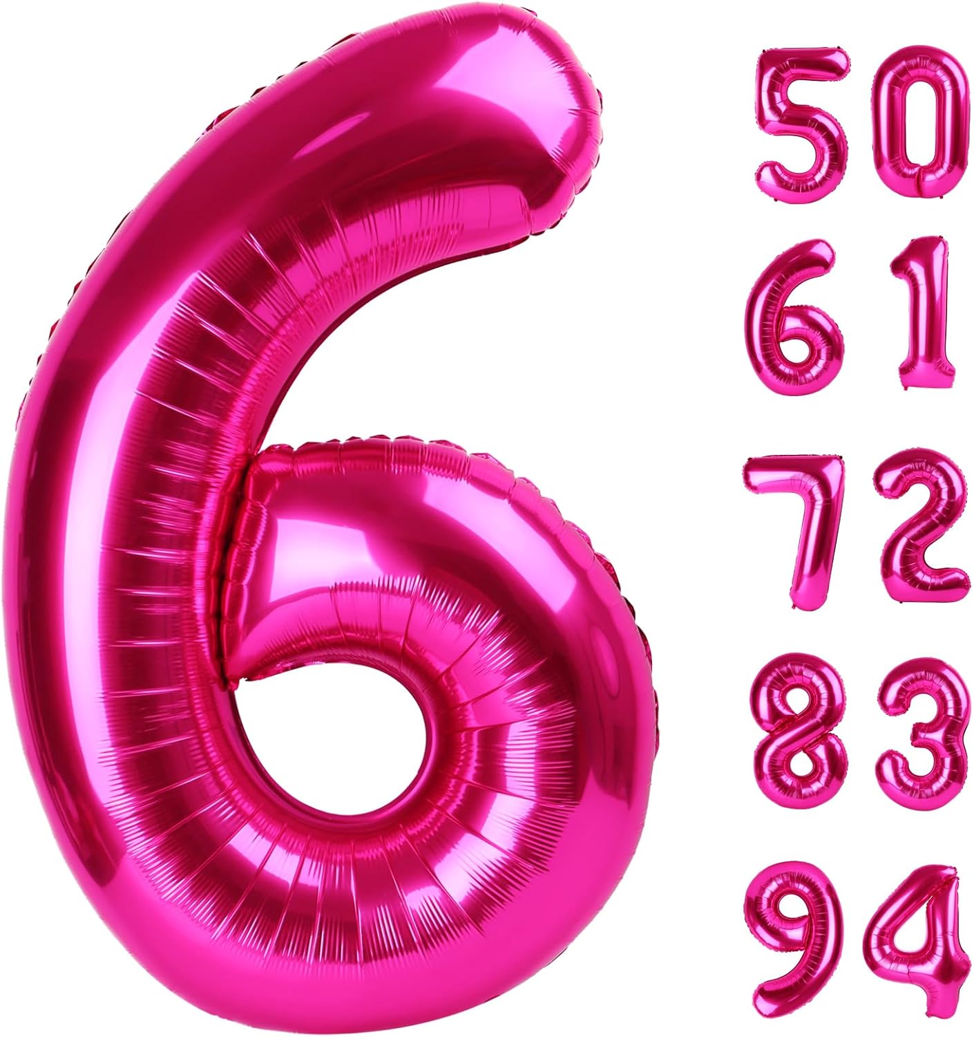 Hot Pink 6 Balloon, Number Balloons 40 Inch, 6th Balloons for Birthday Decorations, Hot Pink Party Supplies 6 Birthday Balloon, Number 6 Balloon