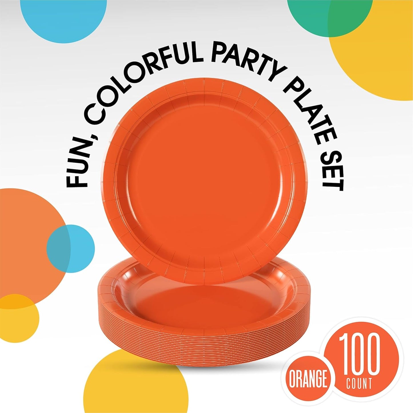 Exquisite Party Solids Orange Paper Plates Disposable Heavy Duty 9 Inch Orange Disposable Plates For Party 100 Pcs Heavy Duty 350 GSM, Birthday Supplies