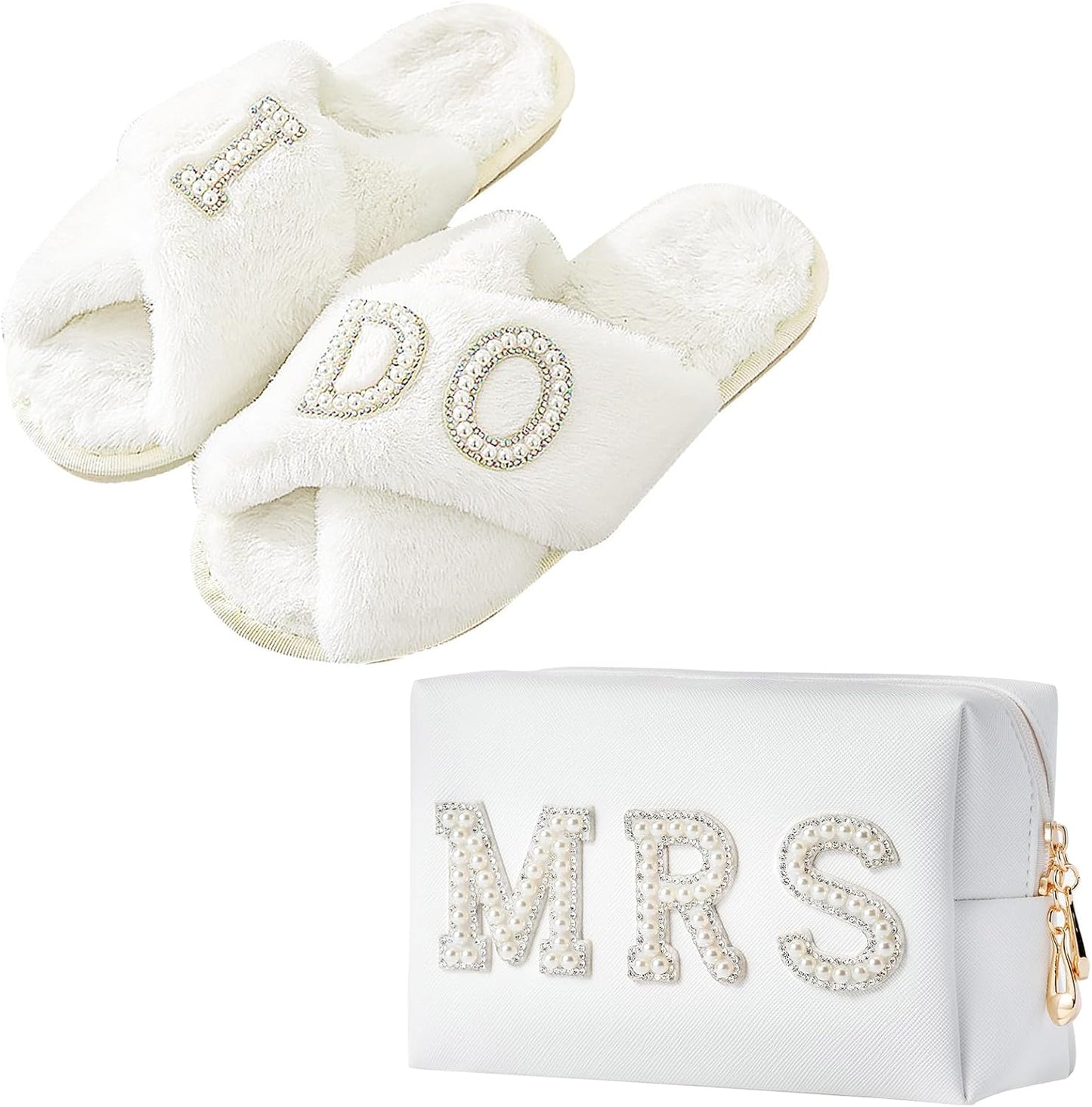 Bride To Be Gift Set - Makeup Bag, Slippers, Robe, Hair Clip - Wedding Gifts