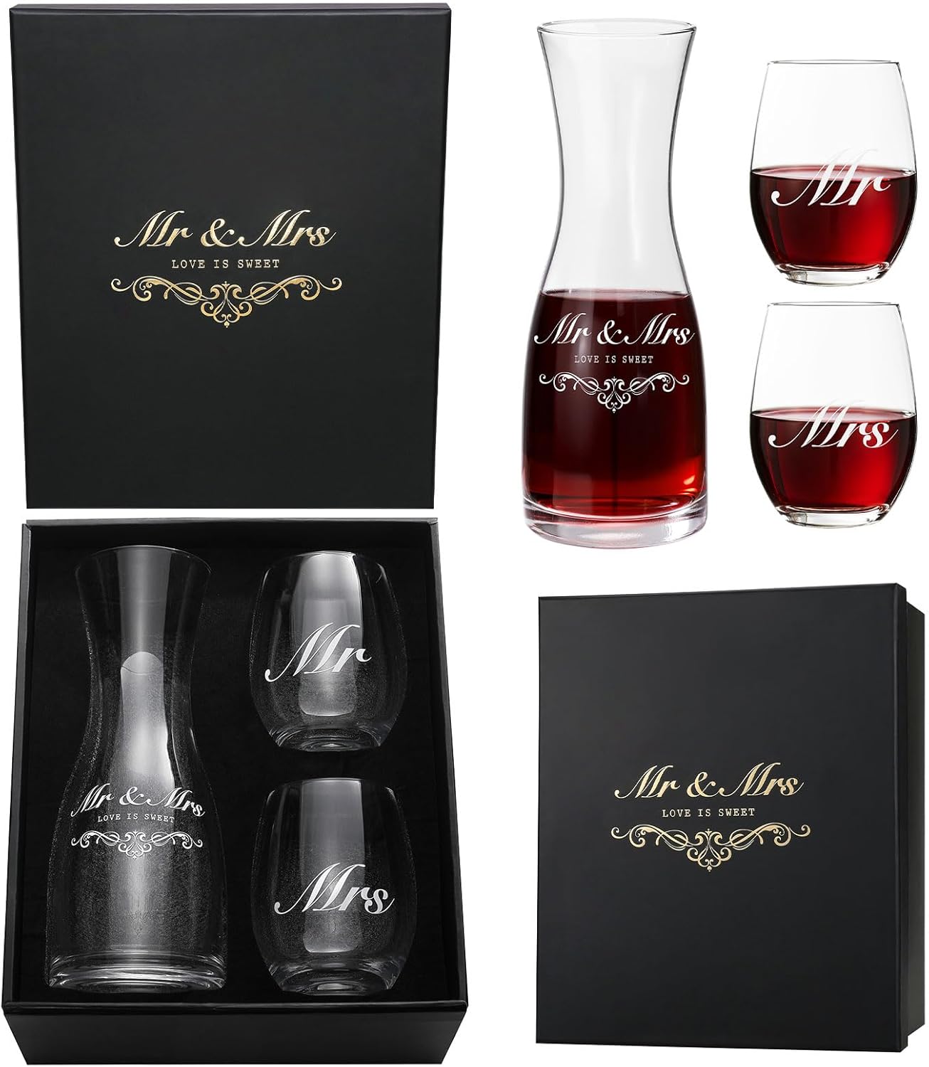 AW BRIDAL Wedding Gifts Bridal Shower Gifts Engagement Gift for Couples 2025, Mr and Mrs Wine Glasses for Bride Groom, Anniversary Bachelorette Gift for Bride Newlyweds