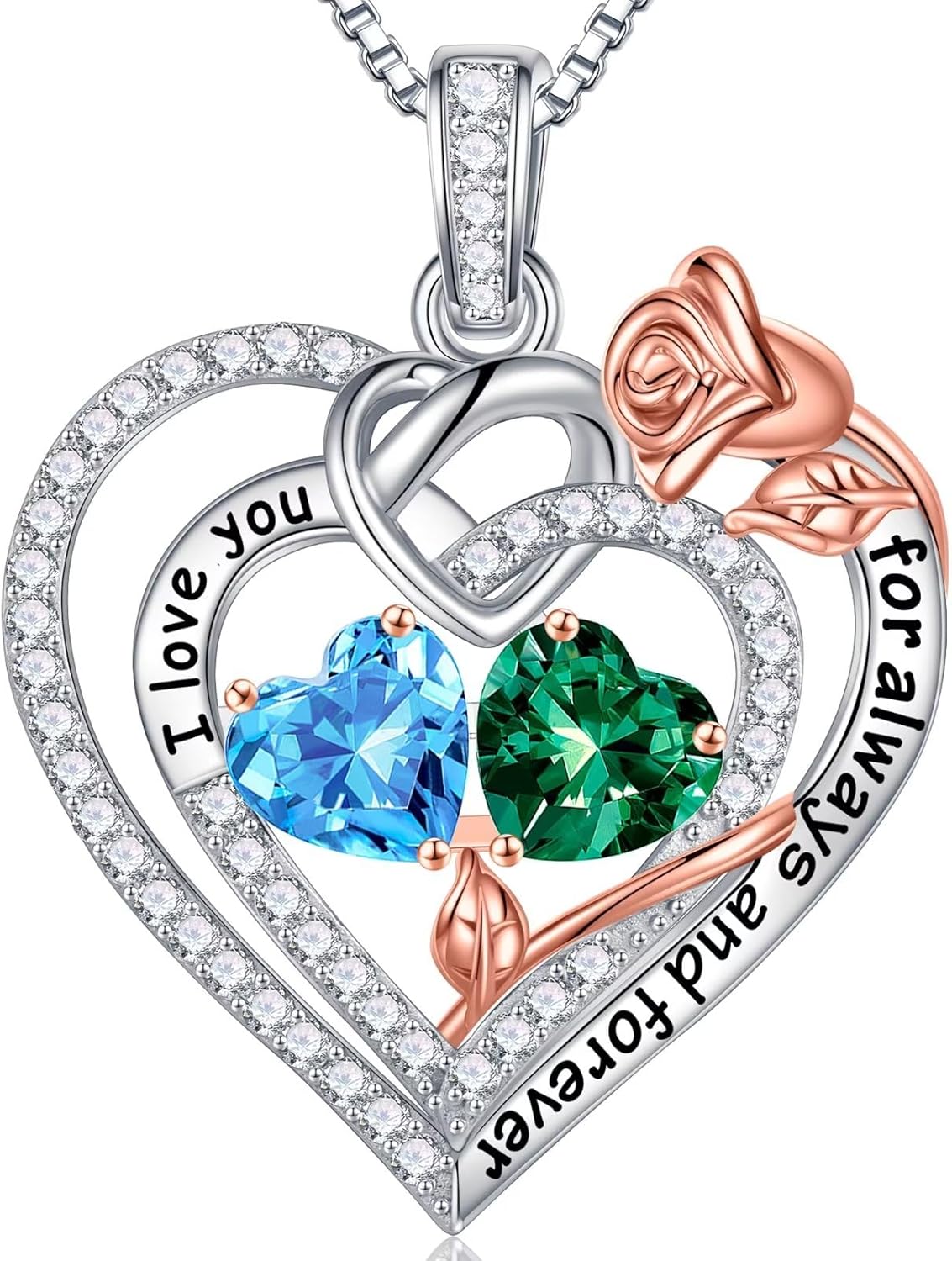 Iefil Christmas Gifts for Wife Women - 925 Sterling Silver Double Birthstone Necklace, Anniversary Birthday Gifts for Women, Jewelry Gift for Wife Girlfriend Mom Her