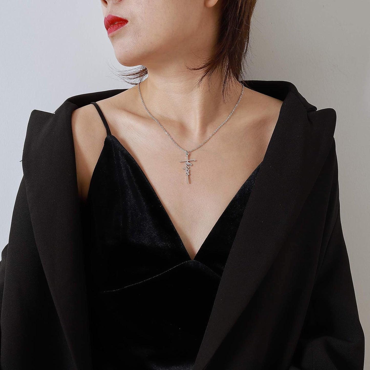 Lcherry Faith Cross Pendant Necklace for Women Religious Christian Jewelry Mother's Day Gifts for Women