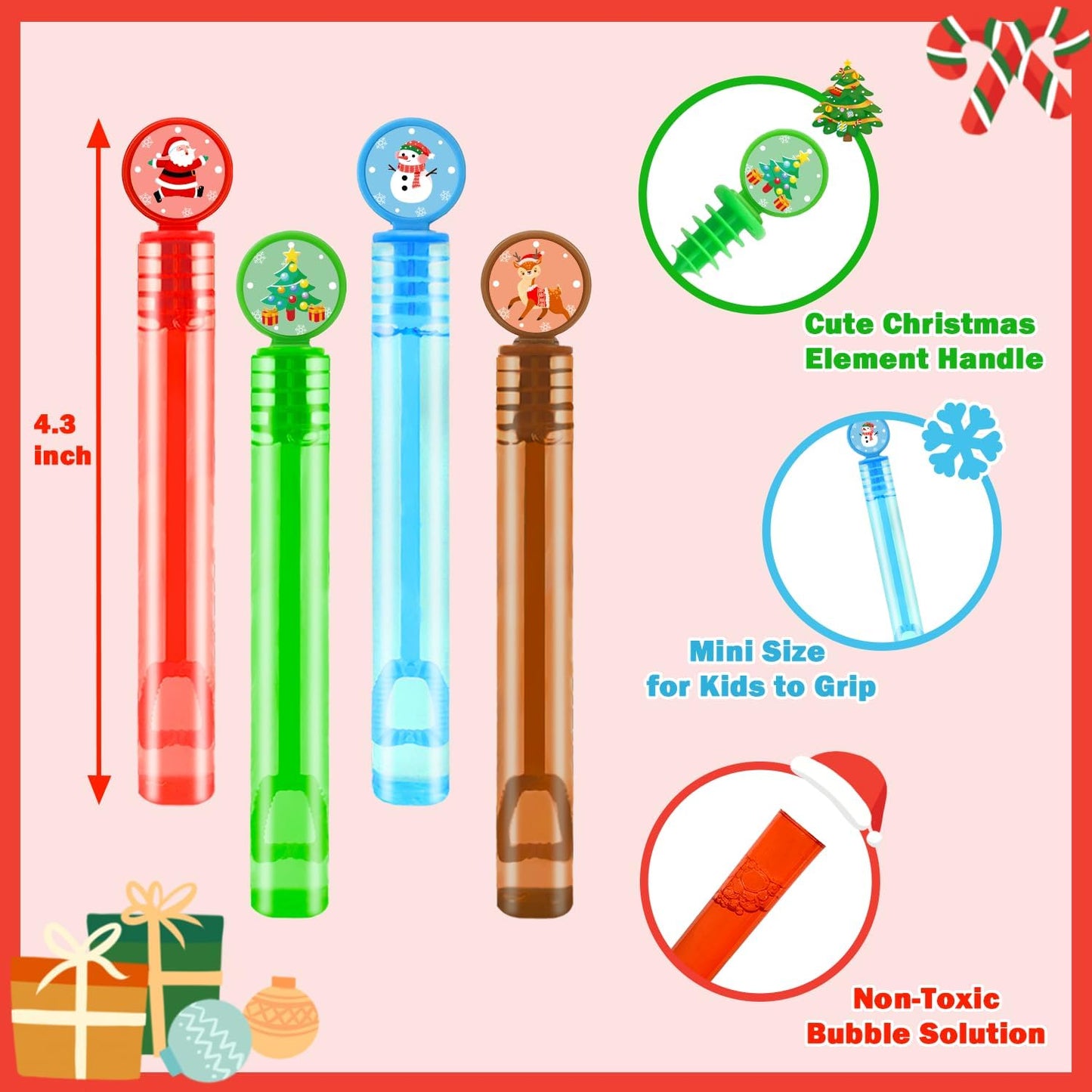 Christmas Mini Bubbles Goodie Bag Stocking Stuffers Fillers for Kids 20 Pack, Small Party Favors Toys Gifts Non Candy Treats for Toddlers, Christmas School Classroom Supplies Prizes Games for Students