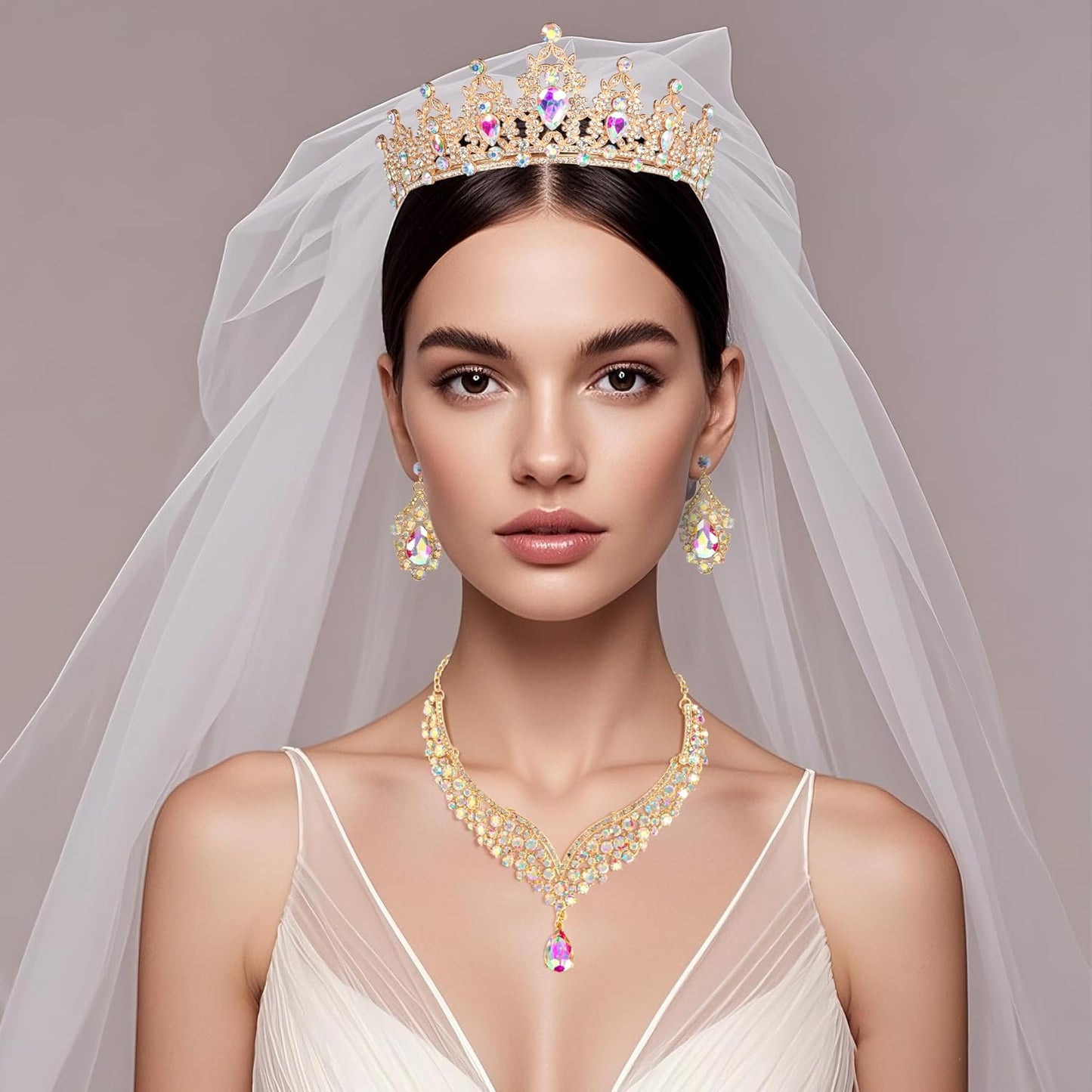 Crowns and Tiaras jewelry sets for Wedding princess birthday party Halloween Prom Pageant Jewelry for Women Crystal Bridal Jewelry Set for women