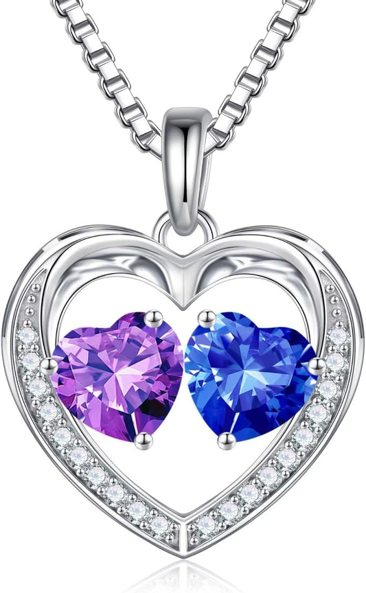 Iefil Christmas Gifts for Wife - 925 Sterling Silver Birthstone Necklace, Anniversary Birthday Gifts for Women, Stocking Stuffers for Women Wife Mom Daughter