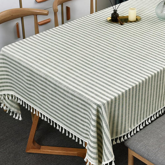 TruDelve Cotton Square Tablecloth 70 x 70 Olive Green Striped Tablecloths Spring Outdoor Table Cloth for Card Table Tablecloth (Green,70"x 70",Square)
