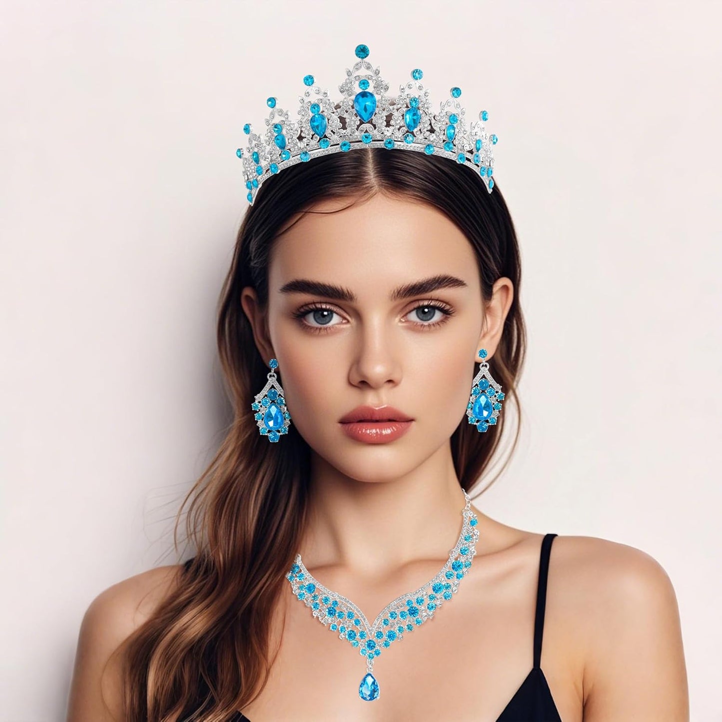 Crowns and Tiaras jewelry sets for Wedding princess birthday party Halloween Prom Pageant Jewelry for Women Crystal Bridal Jewelry Set for women