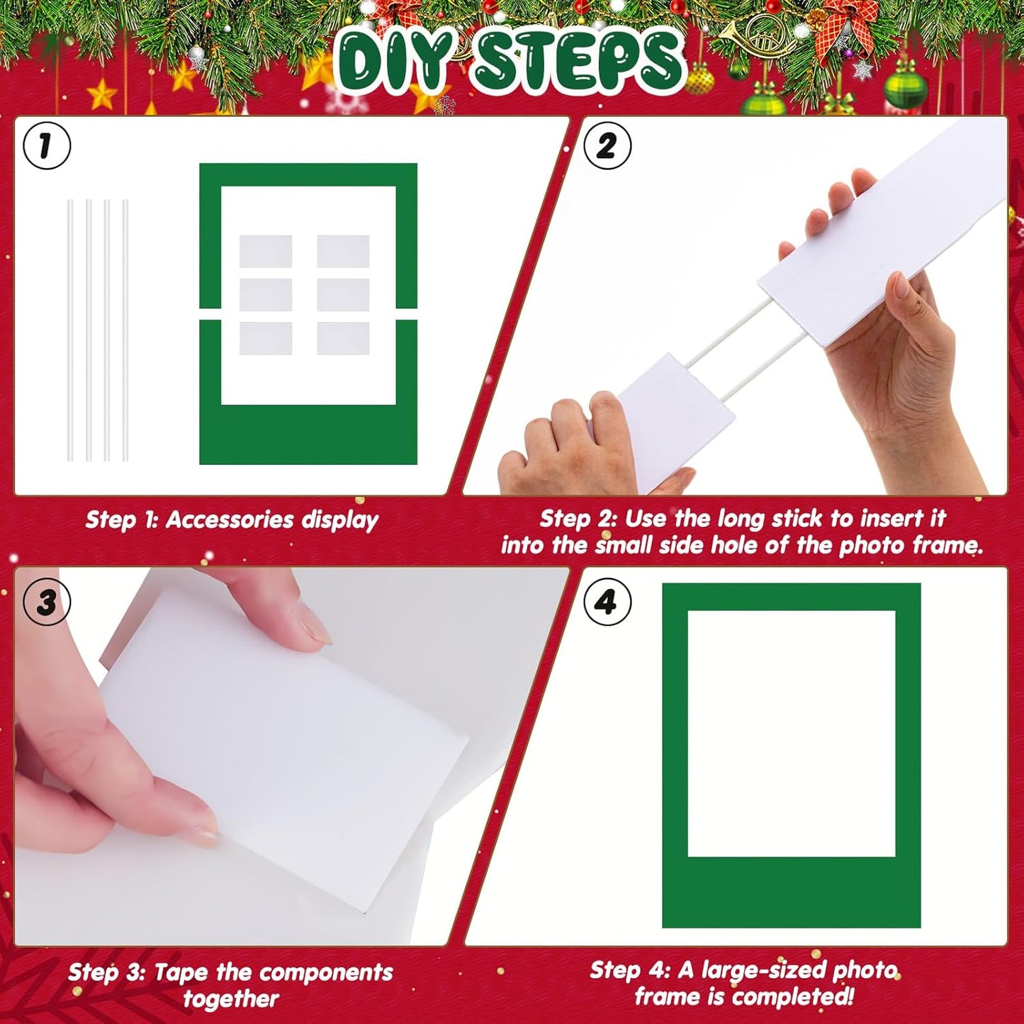 32 x 24 Inch Photo Booth Selfie Frame Prop Booth for Birthday Event Parties Large Blank DIY Cutout Props for Funny Decoration Christmas, Holiday Supplies