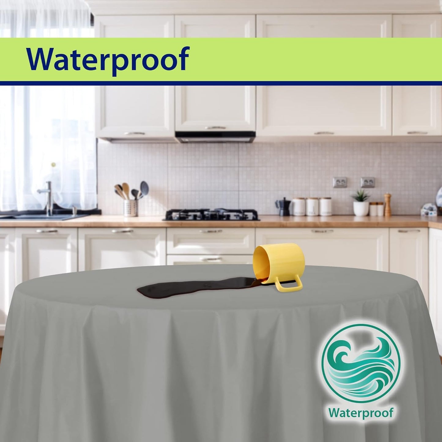 Silver Disposable Plastic Tablecloth for Round Tables (12 Pack) 84 inches Table Cloths for Parties, Events & Weddings, Indoors & Outdoors, Plastic Table Cover