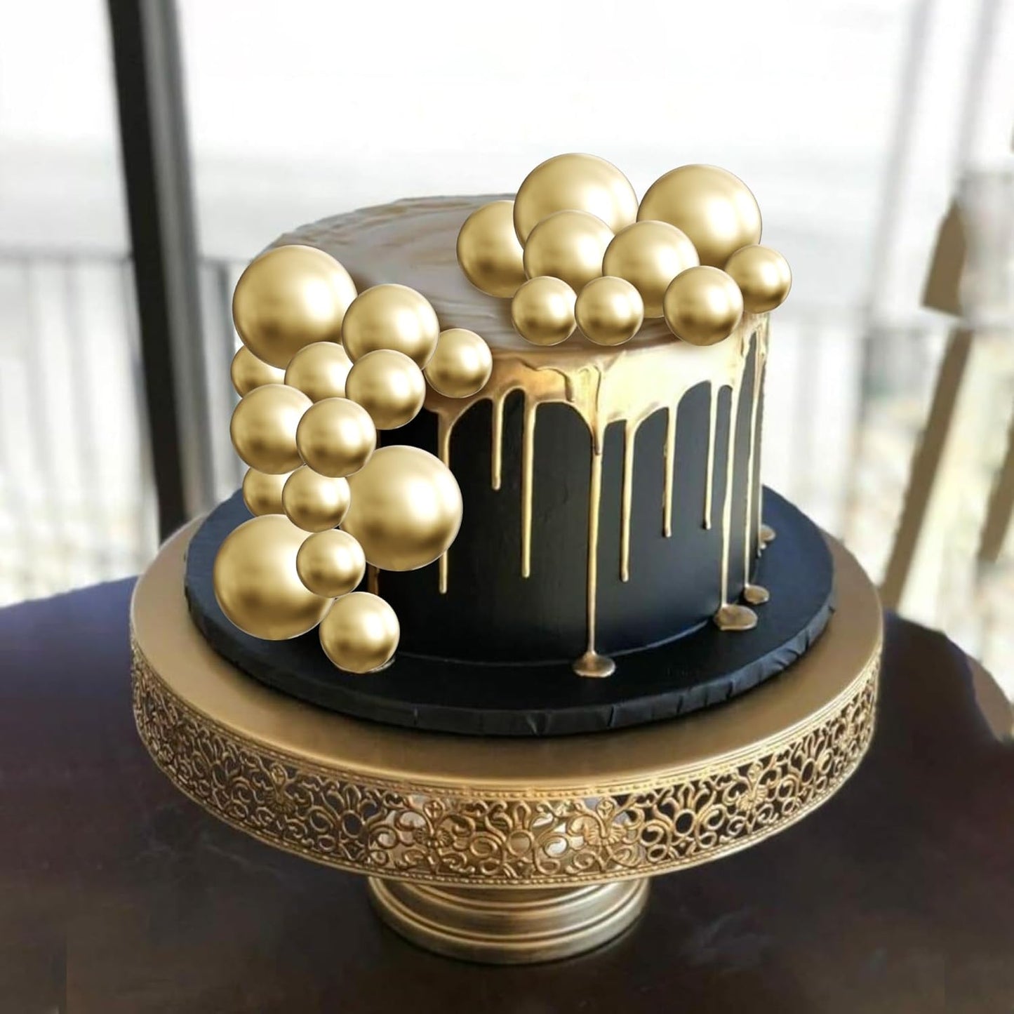 36 Pack Gold Balls Cake Topper Decorations Foam Balloons Cake Decorations Sticks Mini Balloons Cake Toppers Balls Cake Picks for Baby Shower Wedding Anniversary Birthday Party Decorations