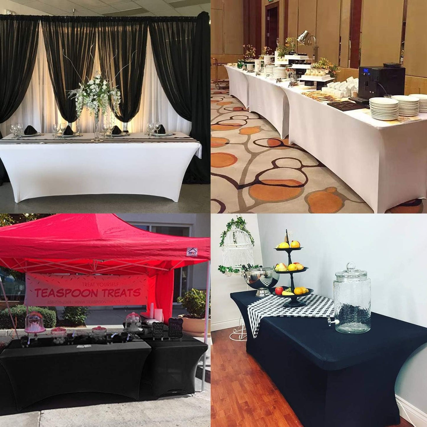 LZY 10 Pack Spandex Table Covers 6 Feet, Stretch/Fitted Table Covers for 6 Feet Folding Table, Rectangular Spandex Table Cloths for Wedding Party or Event by FELIZEST (6FT-10PCS, White)