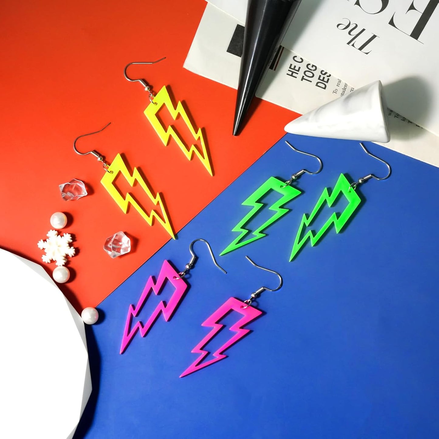 80s 90s Neon Earrings for Women Retro Cassette Tape Hoop Earring Candy Color Lightweight Acrylic Stud Dangle Earrings for 80S Costume Outfits Dancing Glow Party Accessories