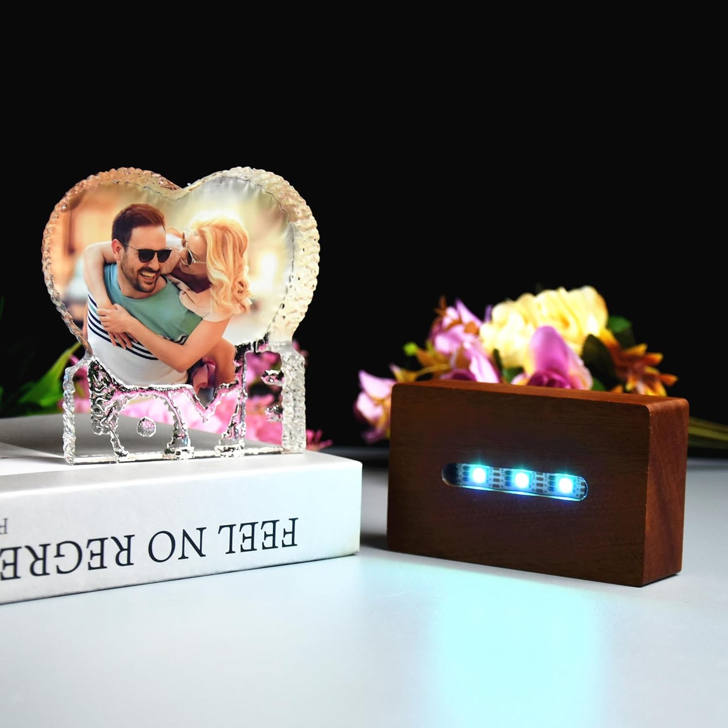 FANF&YKPY Personalized Crystal Custom Color Pictures - Heart-shaped Crystal Photo Frame, Birthdays, gift for her, Wedding Gifts, for Girlfriends, Husbands,Wife,Friends,Parents