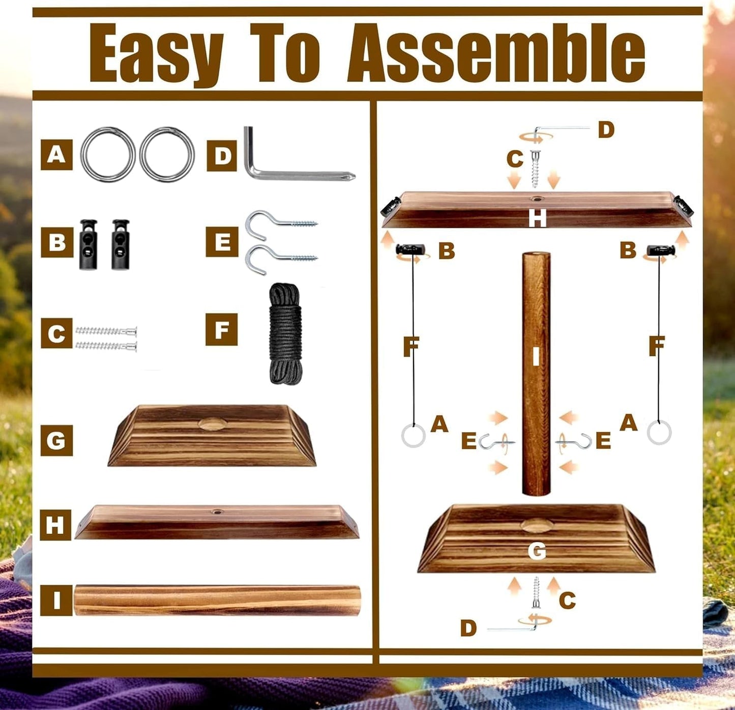 Hook and Ring Game with Shot Ladder, Ring Toss Game for Adults, Wooden Ring Hook Tossing Game Yard Games, Indoor Outdoor Games for Adults Party, Home, Patio