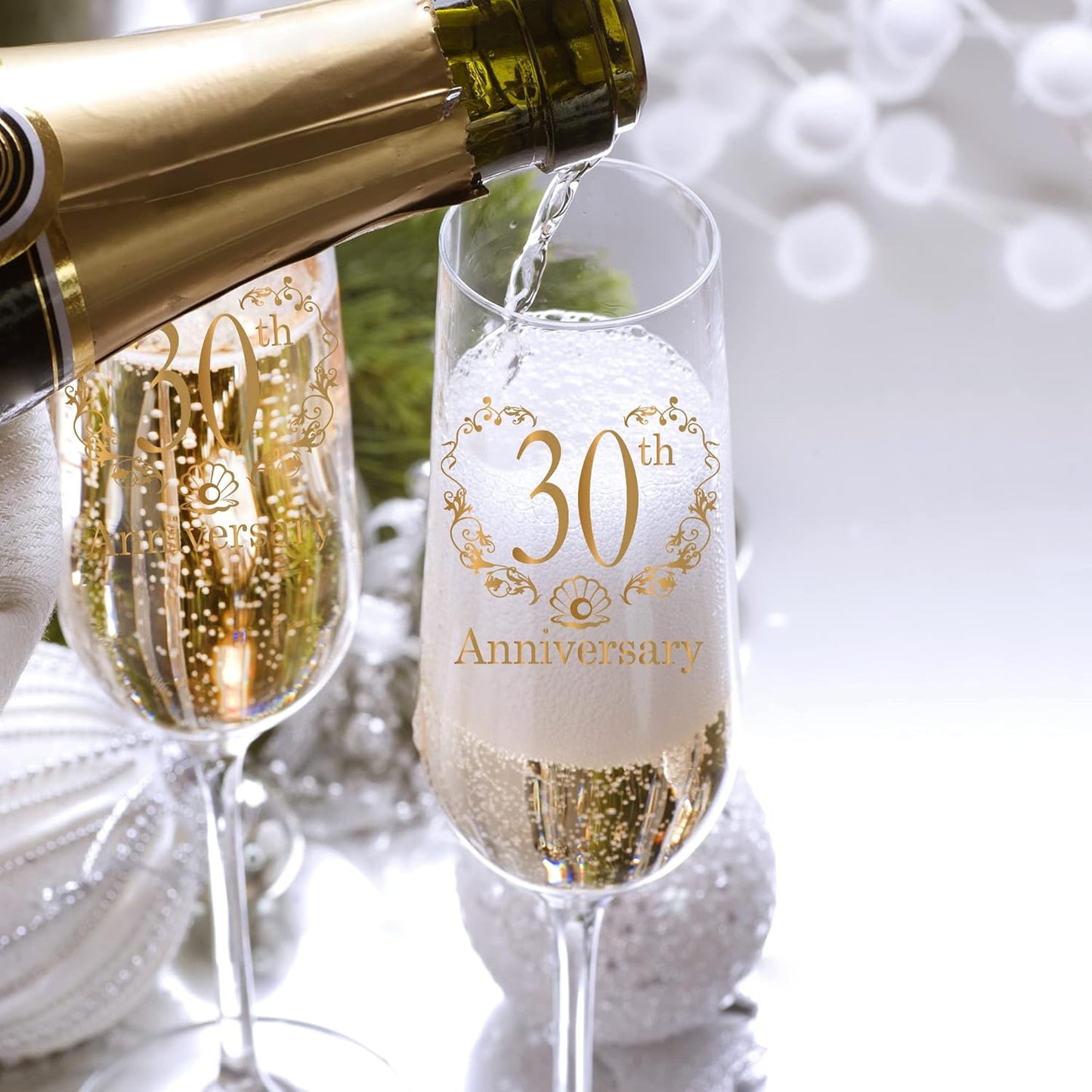 30th Anniversary Champagne Flutes, 30th Wedding Anniversary Couple Gifts, Wedding Anniversary Champagne Flutes Glasses Set of 2, Couples gifts, Anniversary 30th Gifts for Parents