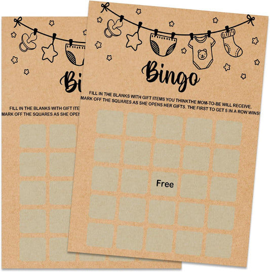 Baby Shower Game, Baby Bingo Game Cards, Baby Shower Party Games Supplies & Activities, Party Activities Ideas Supplies, Baby Shower Ideas, 30 Game Cards Included, Kraft