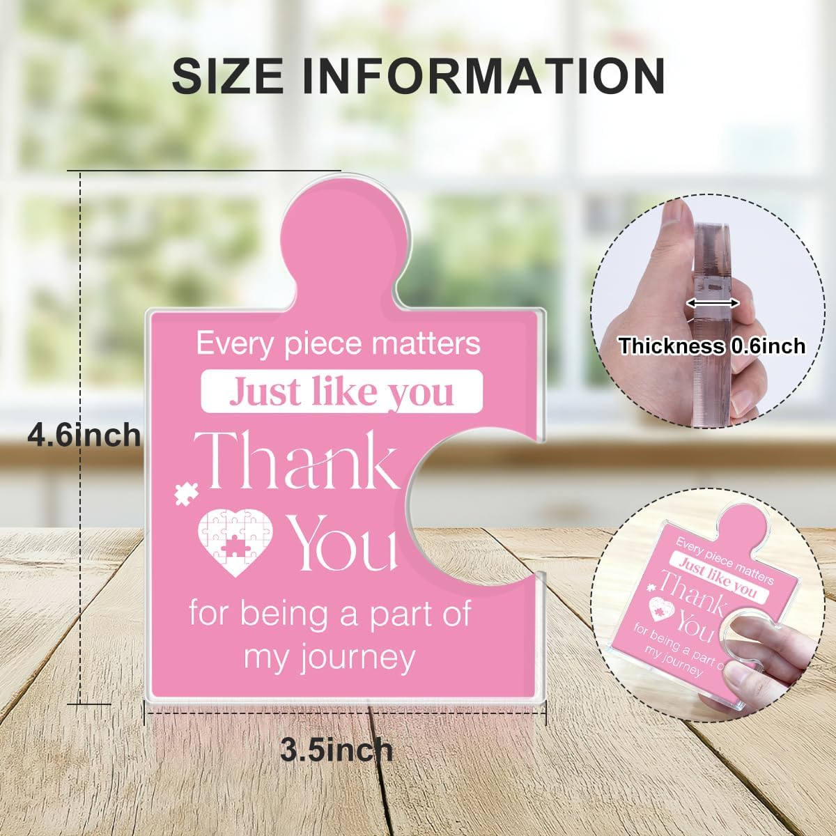 Friendship Gifts for Women, Thank You Appreciation Gift Retirement Gifts for Colleagues Employees, Every Piece Matters Just Like You Acrylic Puzzle Piece Plaque Office Decor