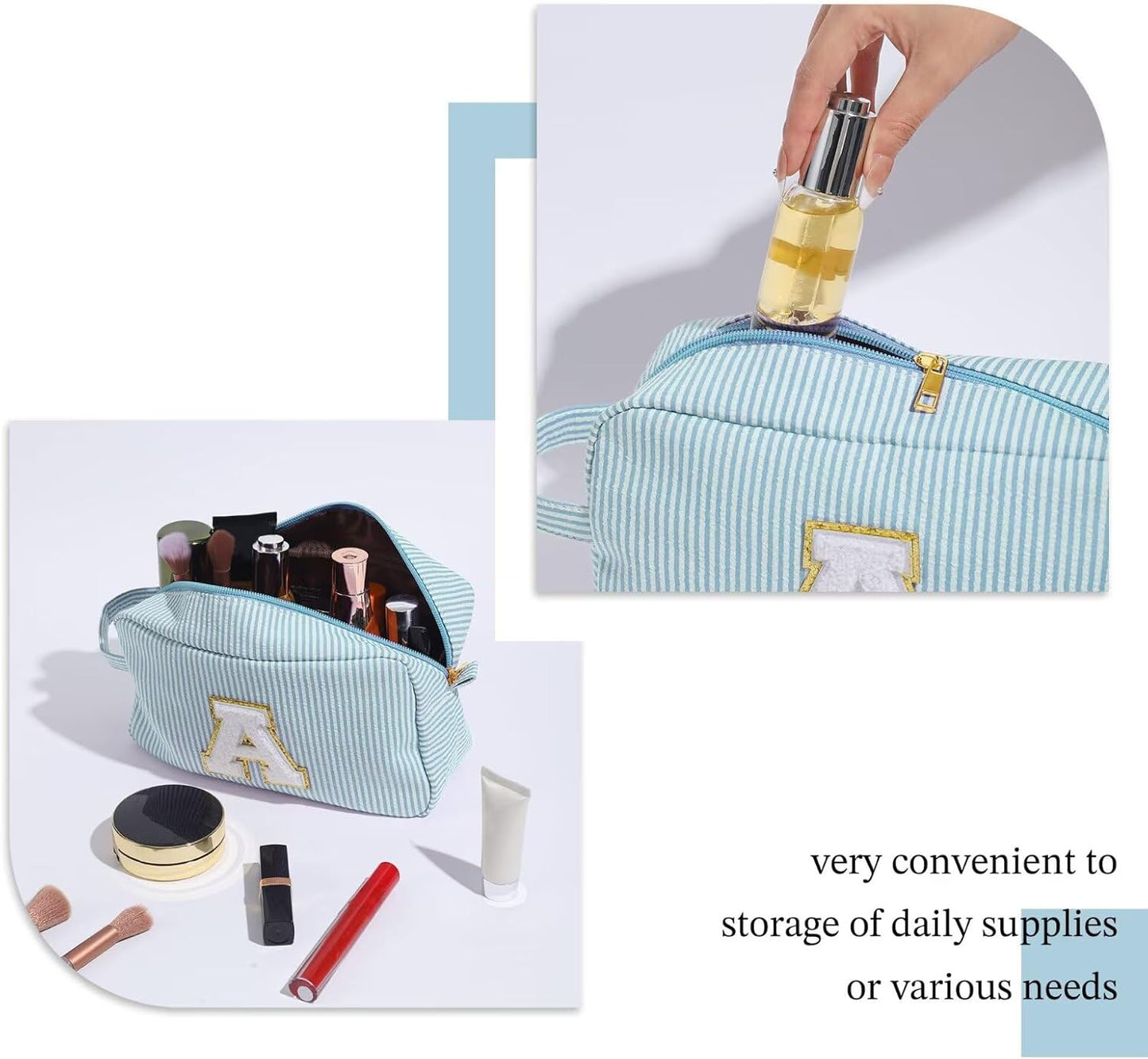 YOOLIFE Bridesmaid Gifts for Wedding Day - Bridesmaid Proposal Gifts, Bridal Shower Gifts, Bride To Be Gifts, Maid of Honor Gifts, Bachelorette Party Gift for Bride, Initial Makeup Bags for Women B