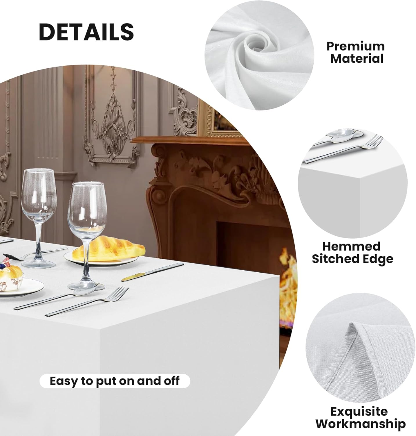 Ascoza 2 Pack Fitted Tablecloth for 4 Foot Rectangle Tables 48 x 24 Inch White Table Covers Water Resistant Polyester Table Cloth for Wedding,Parties,Display, Trade Show (White)