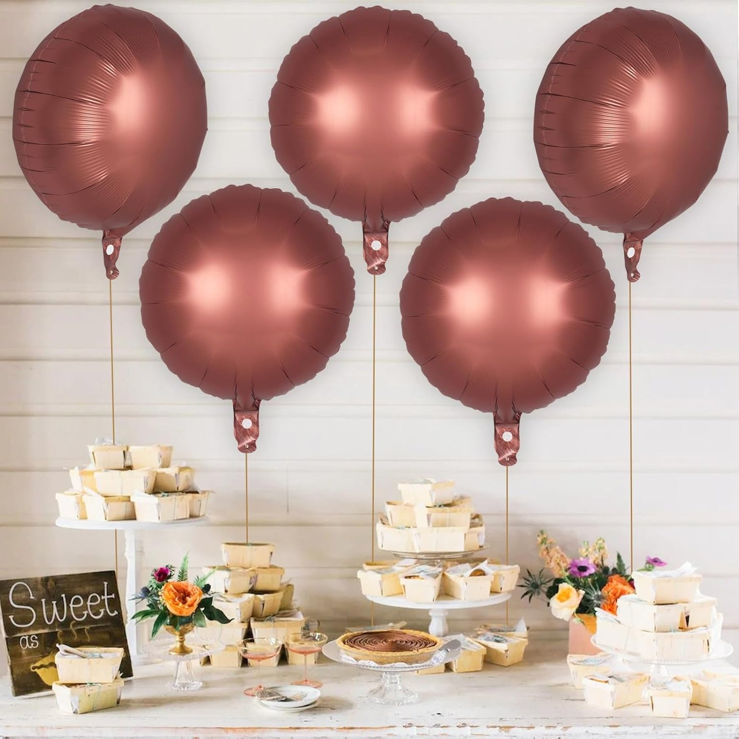 20 Pcs Chocolate Round Shaped Balloons,18 Inch Round Foil Balloon,Giant Round Mylar Balloon Helium Balloons for Birthday Party Baby Shower Wedding Decorations (Chocolate)